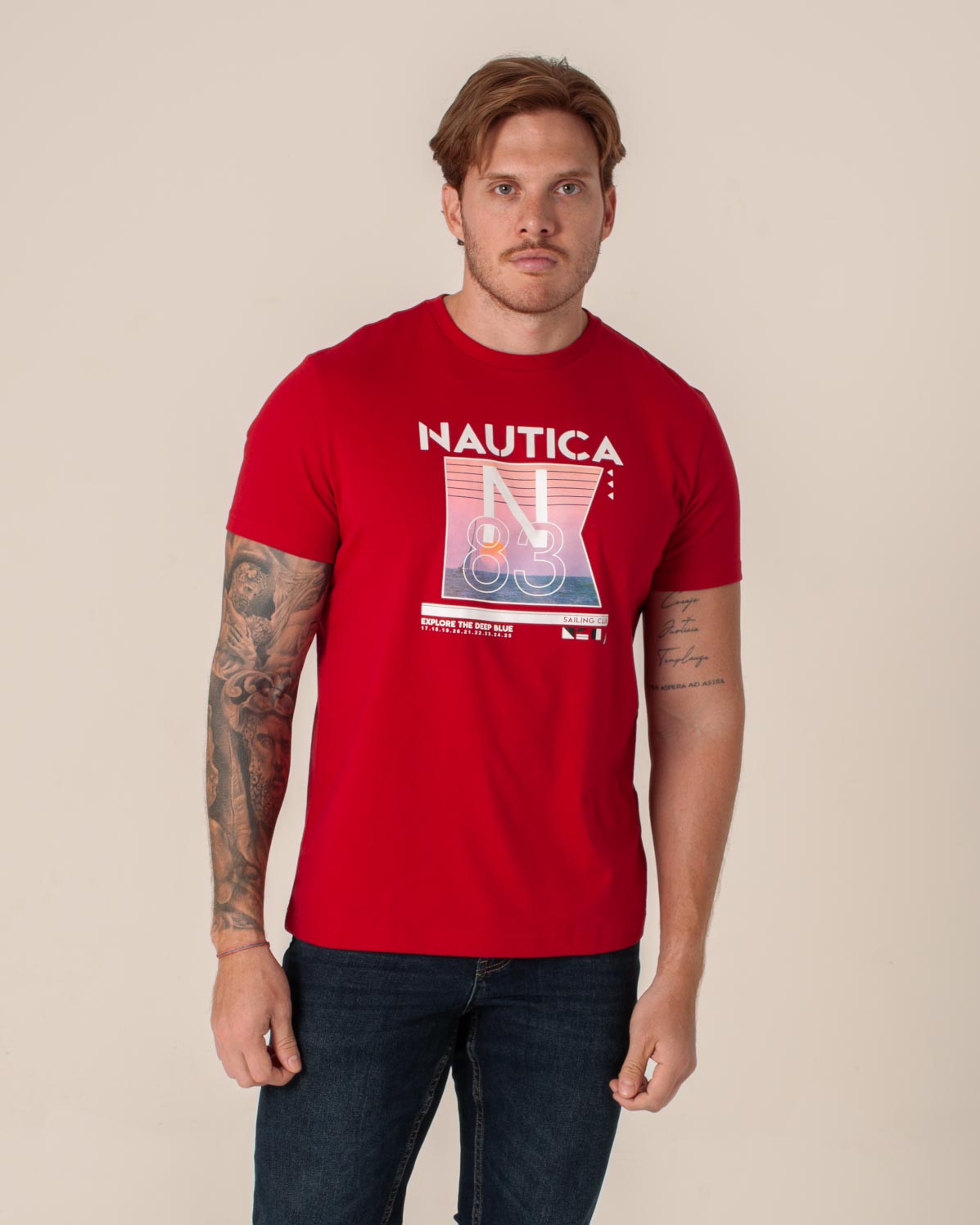 NAUTICA T-SHIRT M/L DE HOMBRE ROJO VR5827-6NR