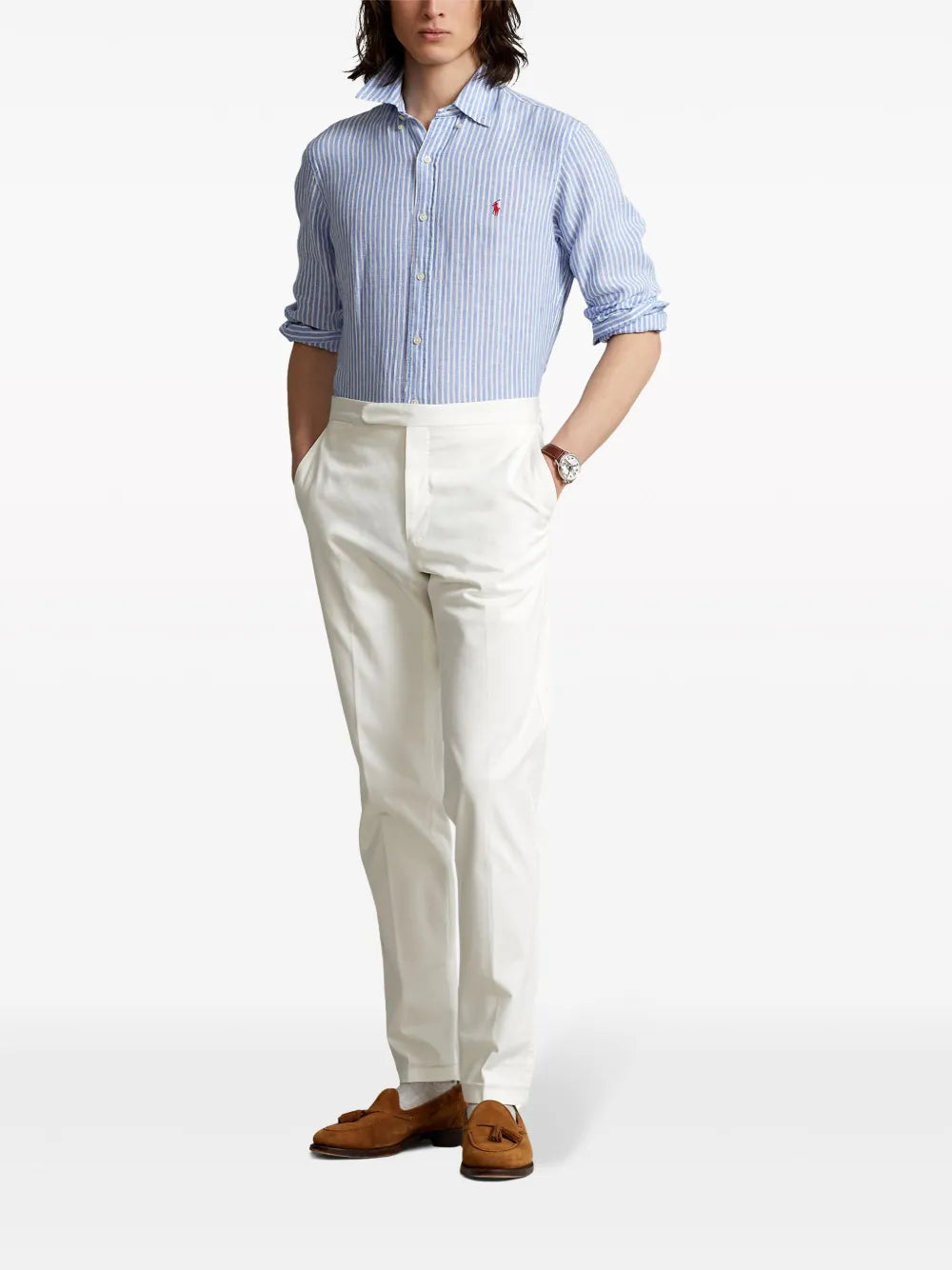 CAMISA M/L RALPH LAUREN HOMBRE 5137A BLUE/WHITE 710873446001