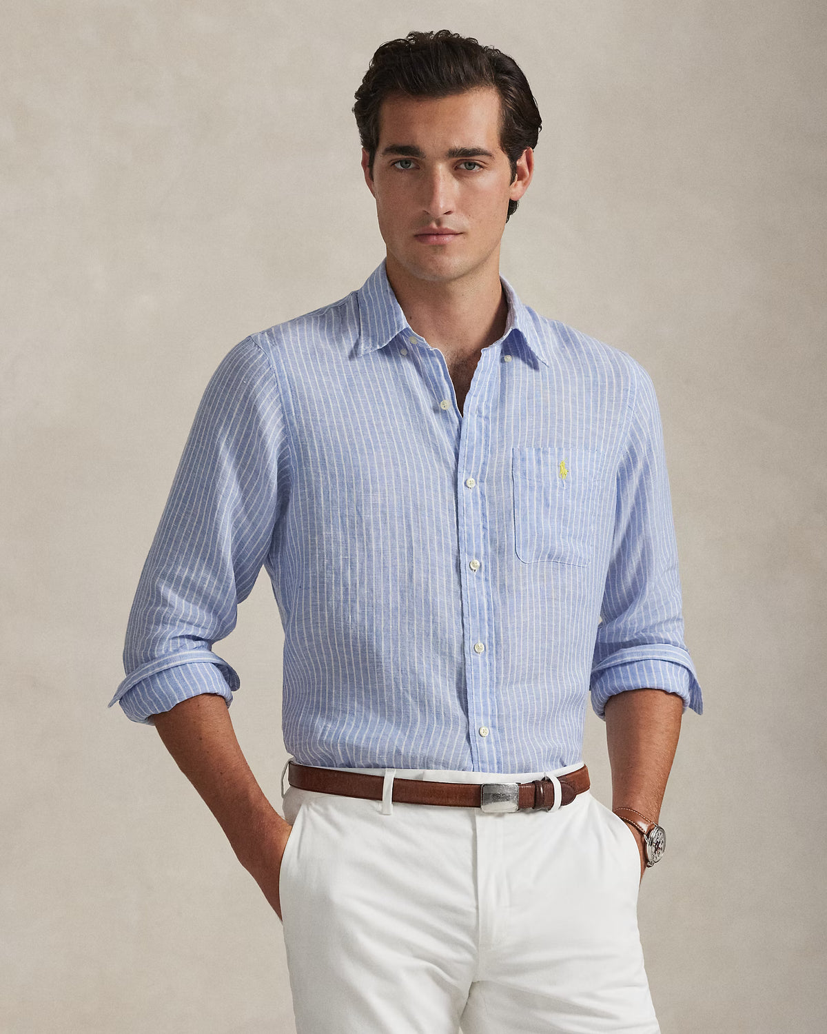 CAMISA M/L RALPH LAUREN HOMBRE 52E HARBOR ISLAND BLUE WHITE 710P07024002