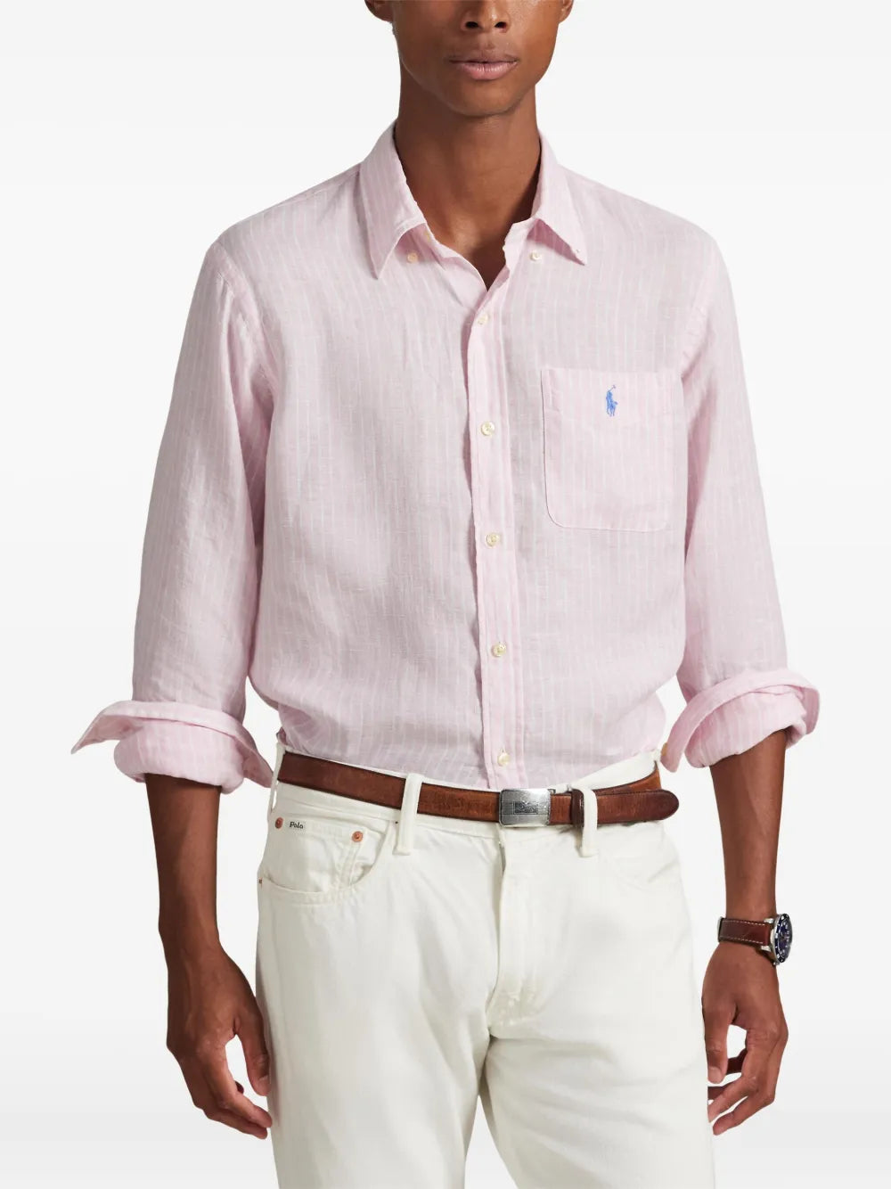 CAMISA M/L RALPH LAUREN HOMBRE 52B PINK/WHITE 710P07024001