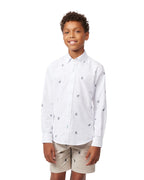 psycho bunny camisa niño manga larga blanco