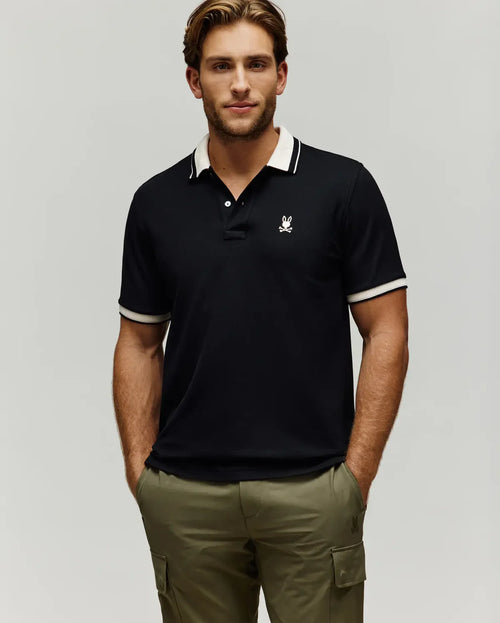 PSYCHO BUNNY CAMISETA TIPO POLO HOMBRE NEGRO