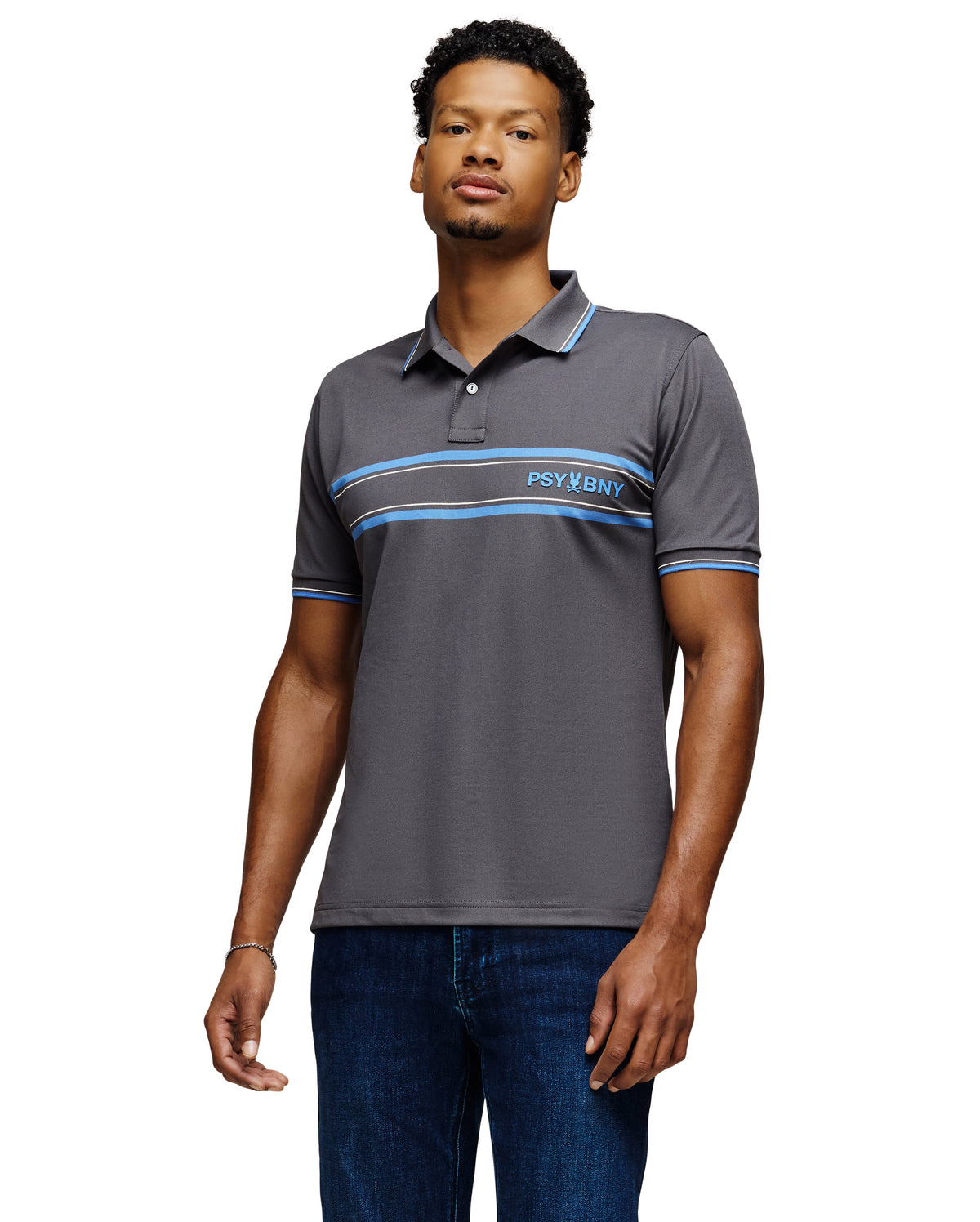 PSYCHO BUNNY CAMISETA TIPO POLO HOMBRE GRIS