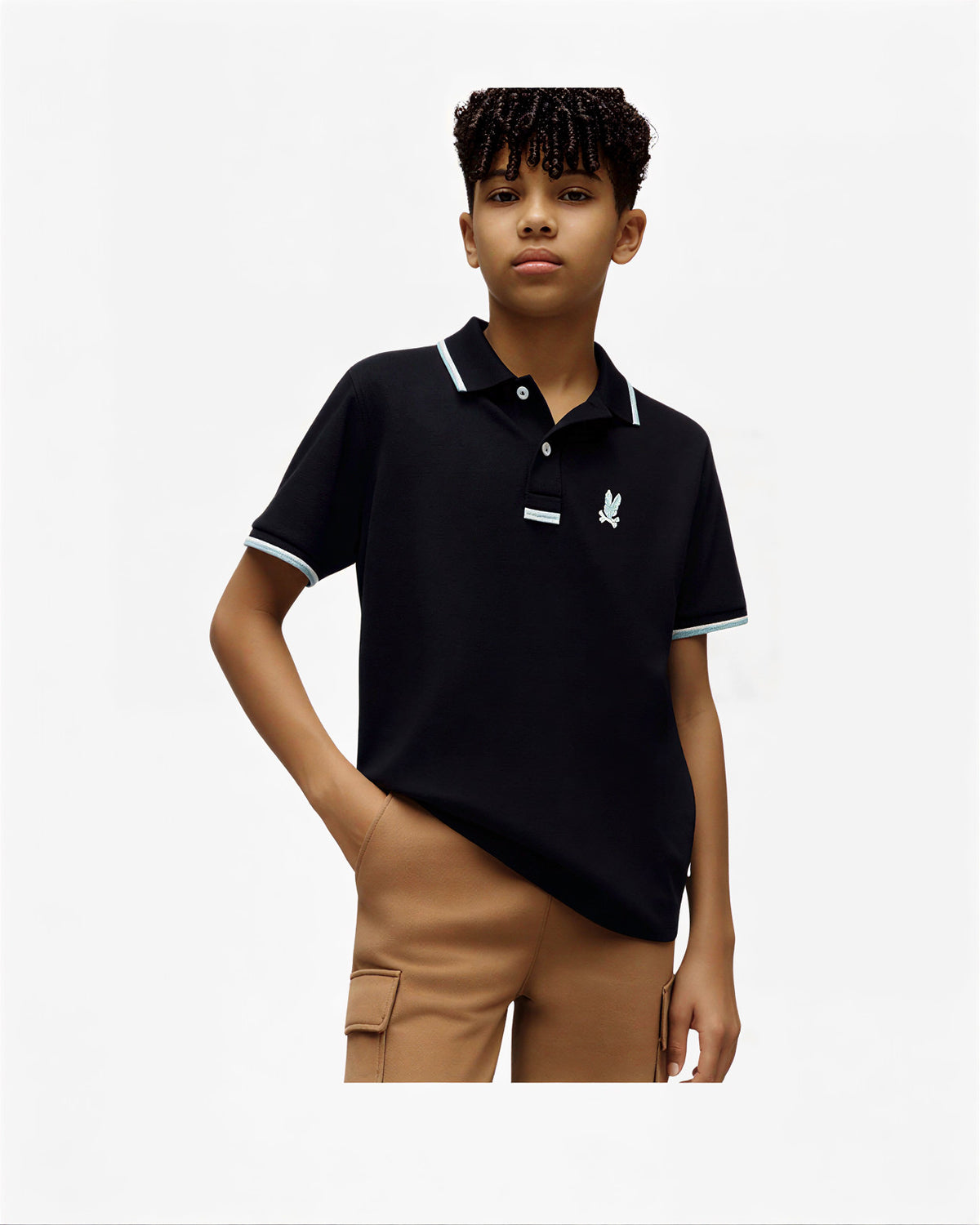 PSYCHO BUNNY CAMISETA TIPO POLO NIÑO NEGRO