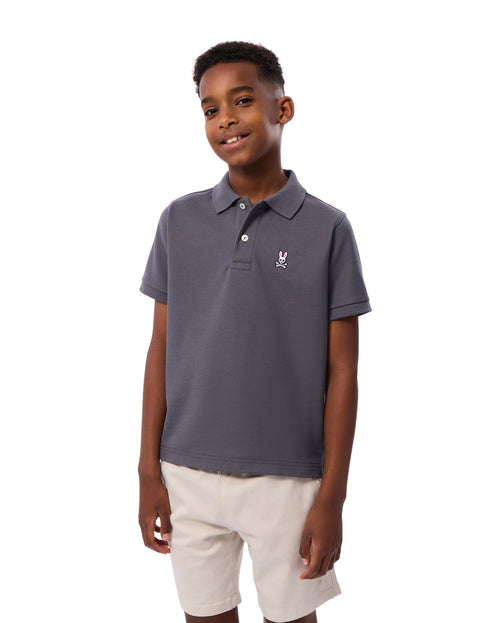 psycho bunny polo manga corta niño clasico gris
