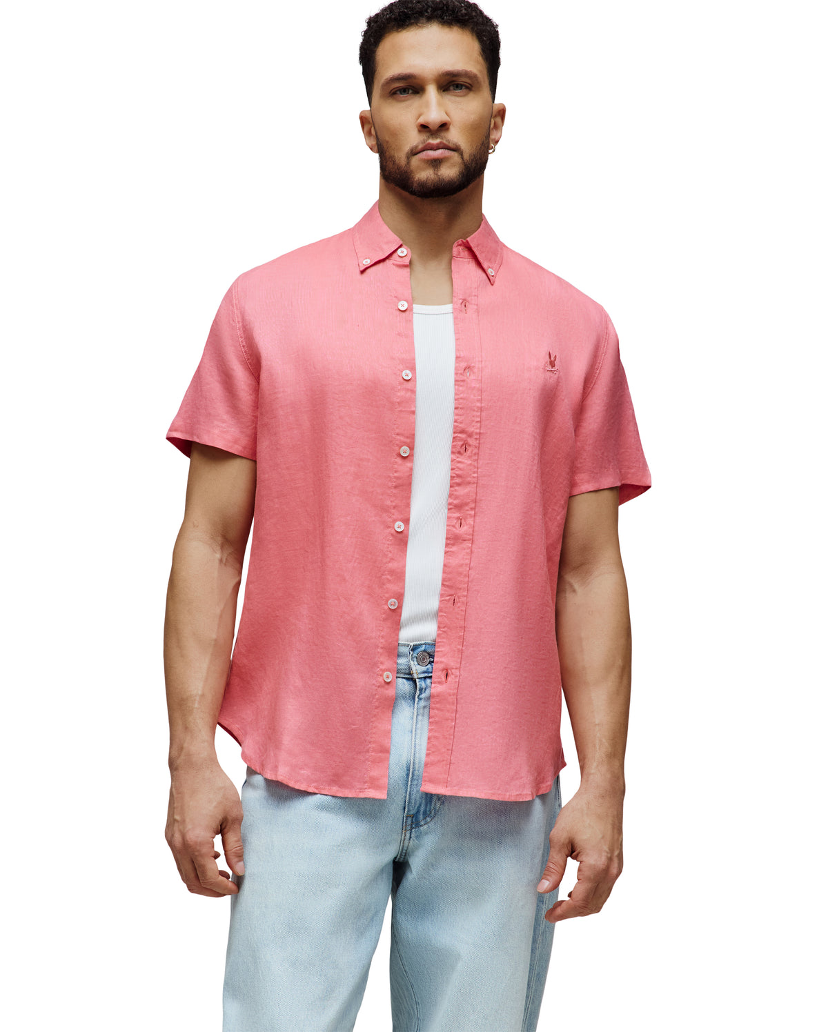 PSYCHO BUNNY CAMISA MANGA CORTA DE LINO ALDINE PARA CABALLERO HOMBRE ROJO B6Q679C200663