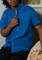 CAMISA M/C PSYCHO BUNNY PARA HOMBRE COLOR AZUL B6Q679C200426