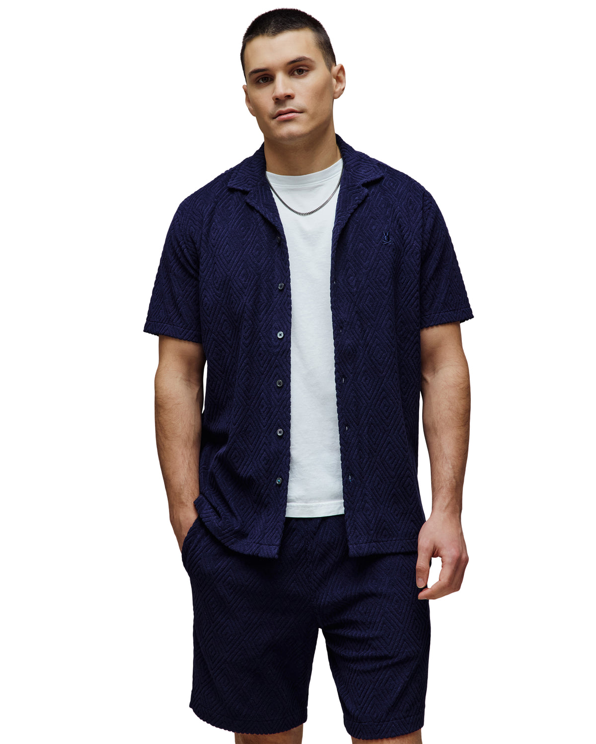 CAMISA M/C PSYCHO BUNNY PARA HOMBRE COLOR AZUL MT0300125402