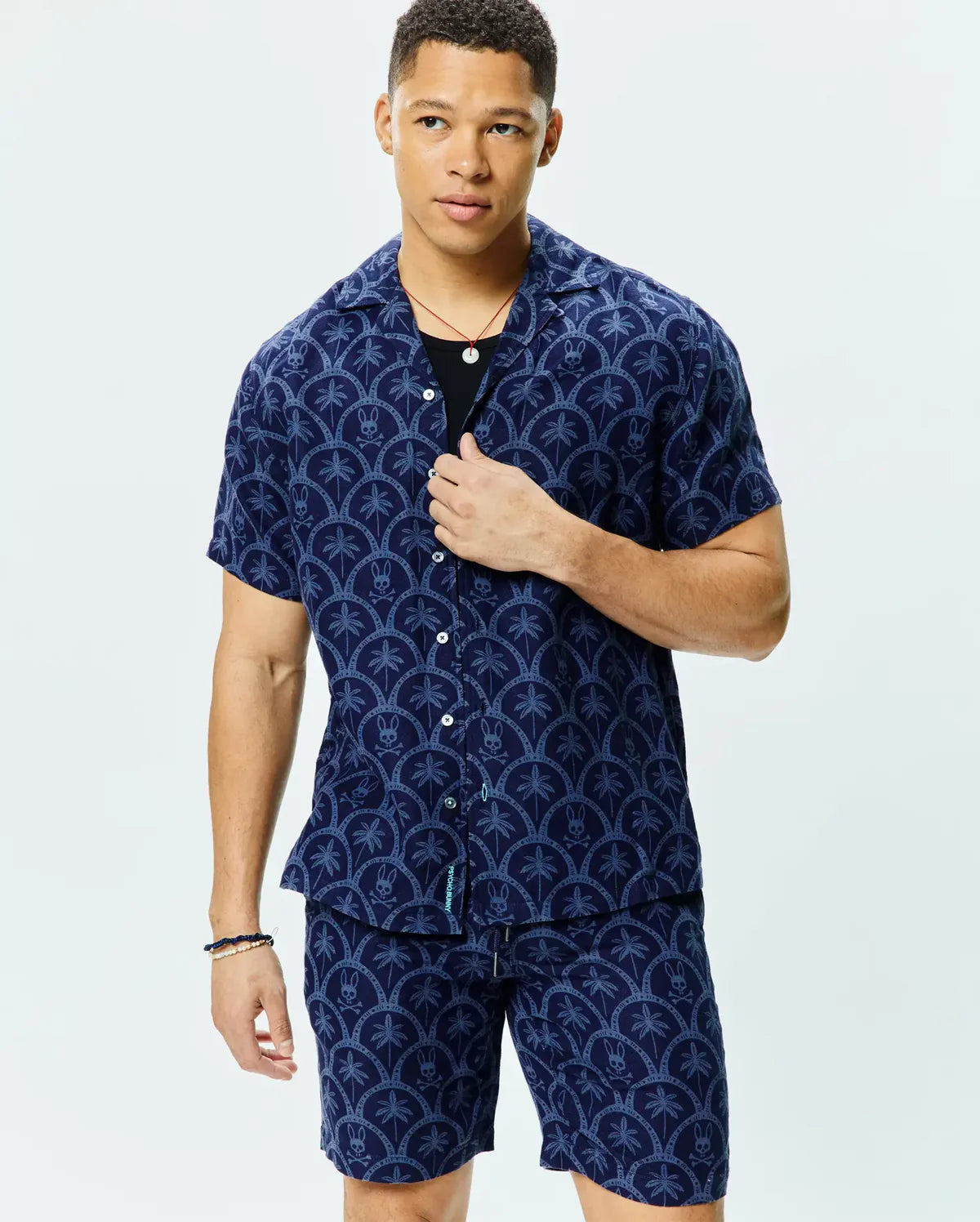 CAMISA M/C PSYCHO BUNNY PARA HOMBRE COLOR AZUL MT0300133402