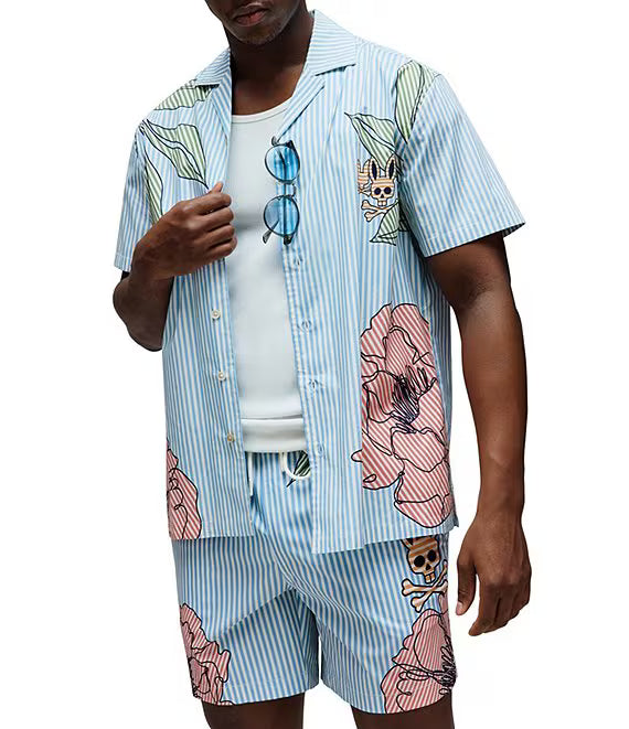 CAMISA M/C PSYCHO BUNNY PARA HOMBRE COLOR AZUL MT0300082407