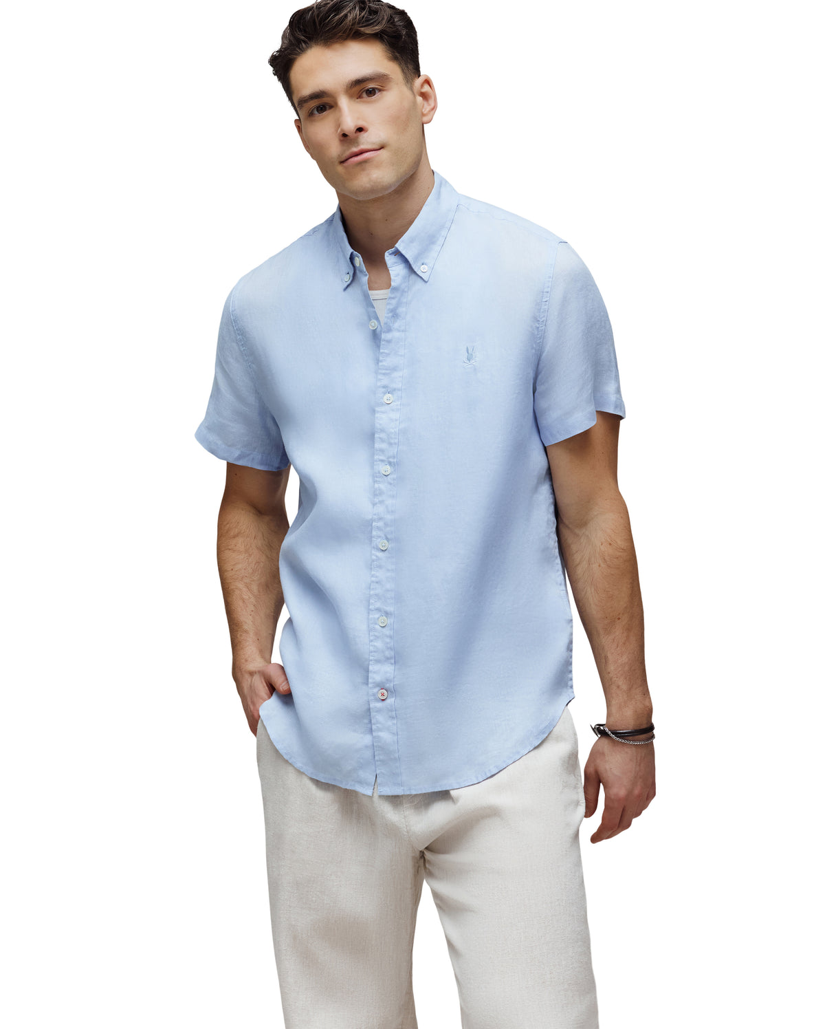 CAMISA M/C PSYCHO BUNNY PARA HOMBRE COLOR AZUL B6Q679C200429