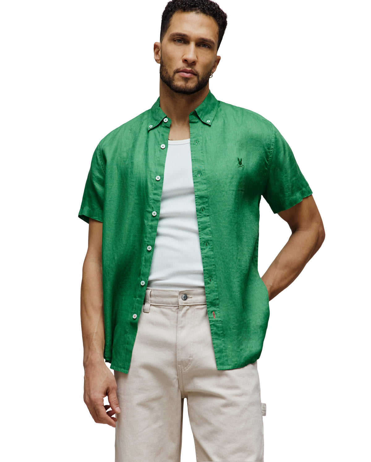 CAMISA M/C PSYCHO BUNNY PARA HOMBRE COLOR VERDE B6Q679C200321