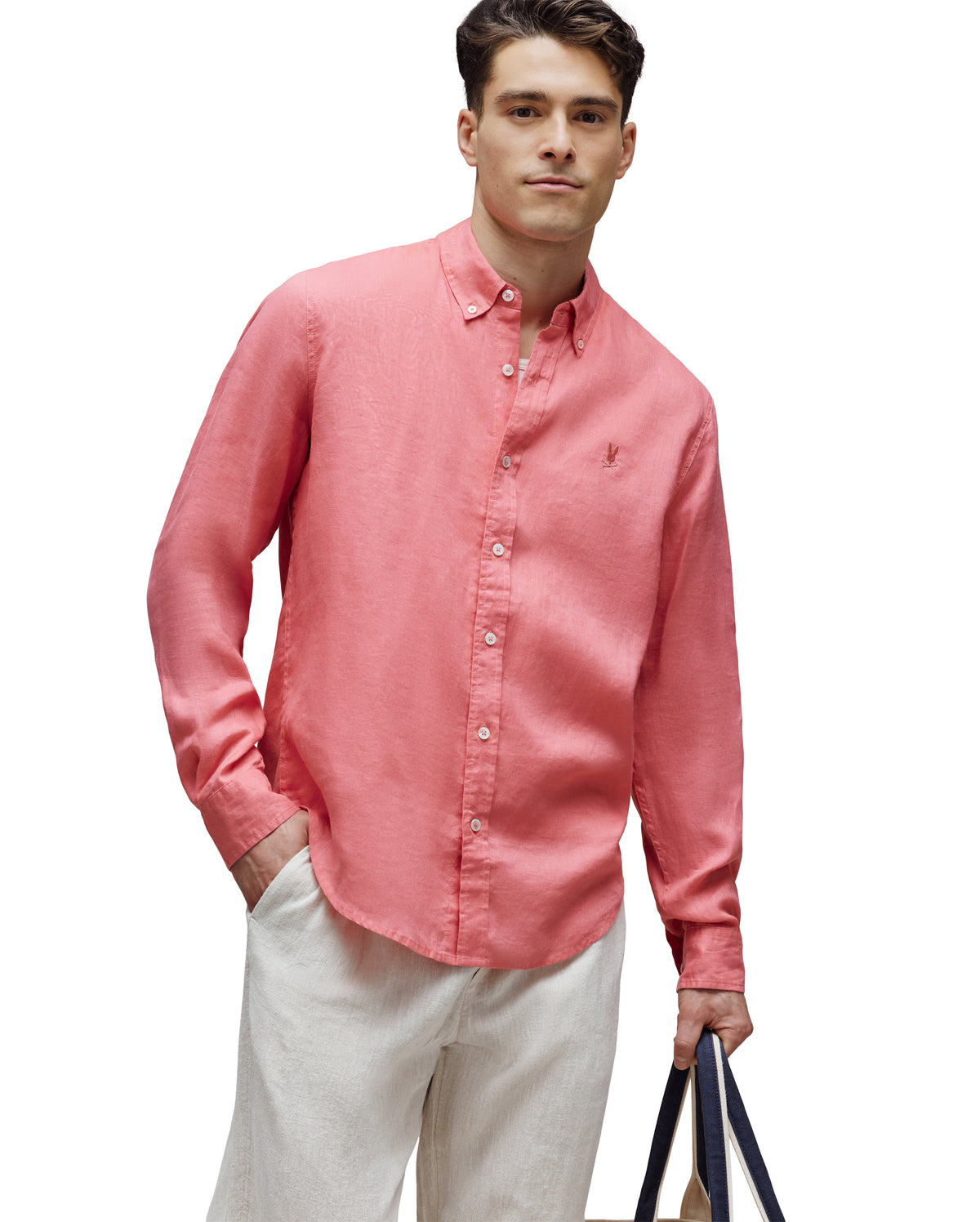 PSYCHO BUNNY CAMISA MANGA LARGA DE LINO ALDINE PARA CABALLERO HOMBRE ROJO B6C678C200663