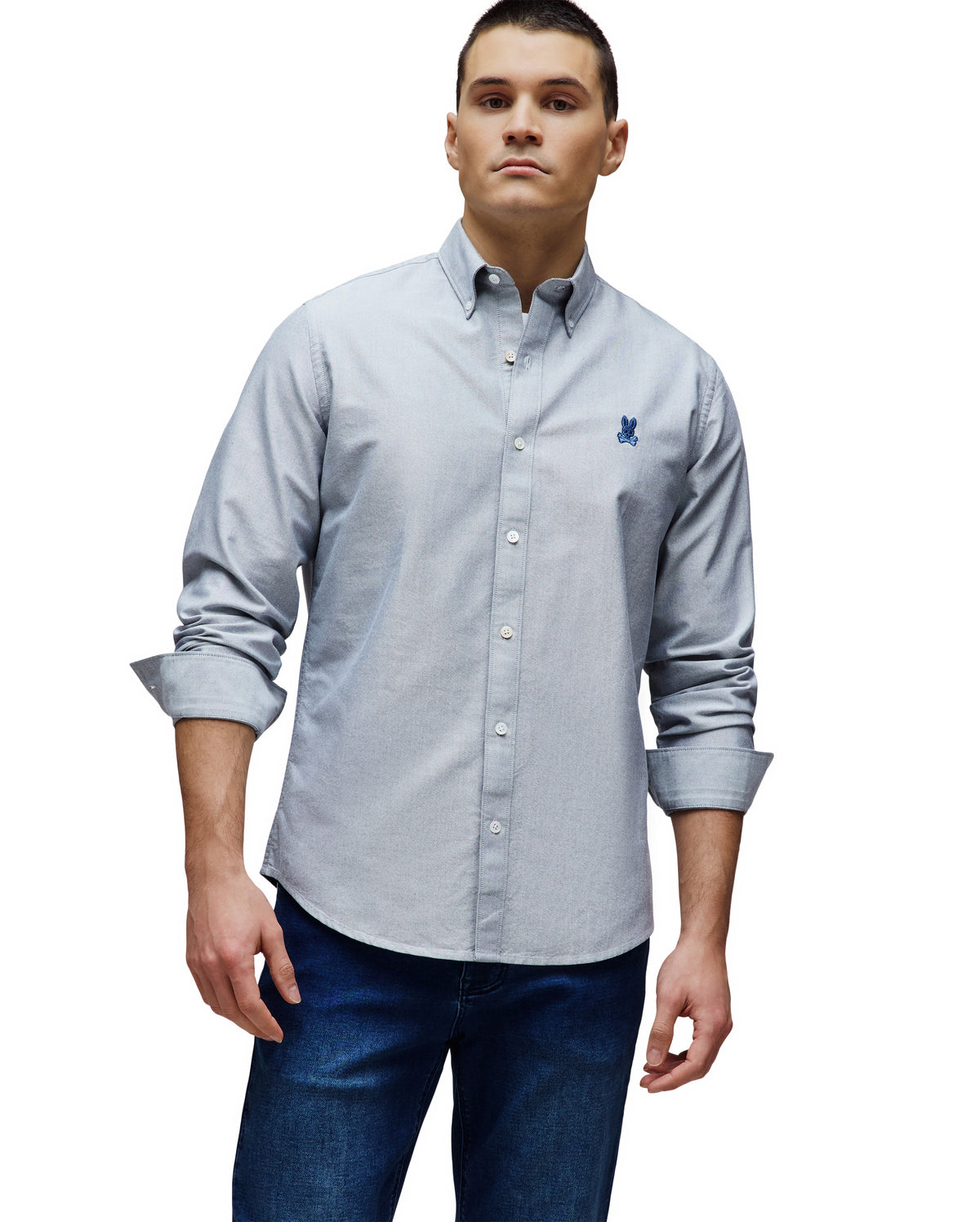 CAMISA M/L PSYCHO BUNNY PARA HOMBRE COLOR AZUL MT0300156400