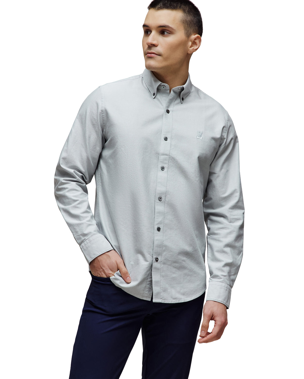 CAMISA M/L PSYCHO BUNNY PARA HOMBRE COLOR GRIS MT0300156043