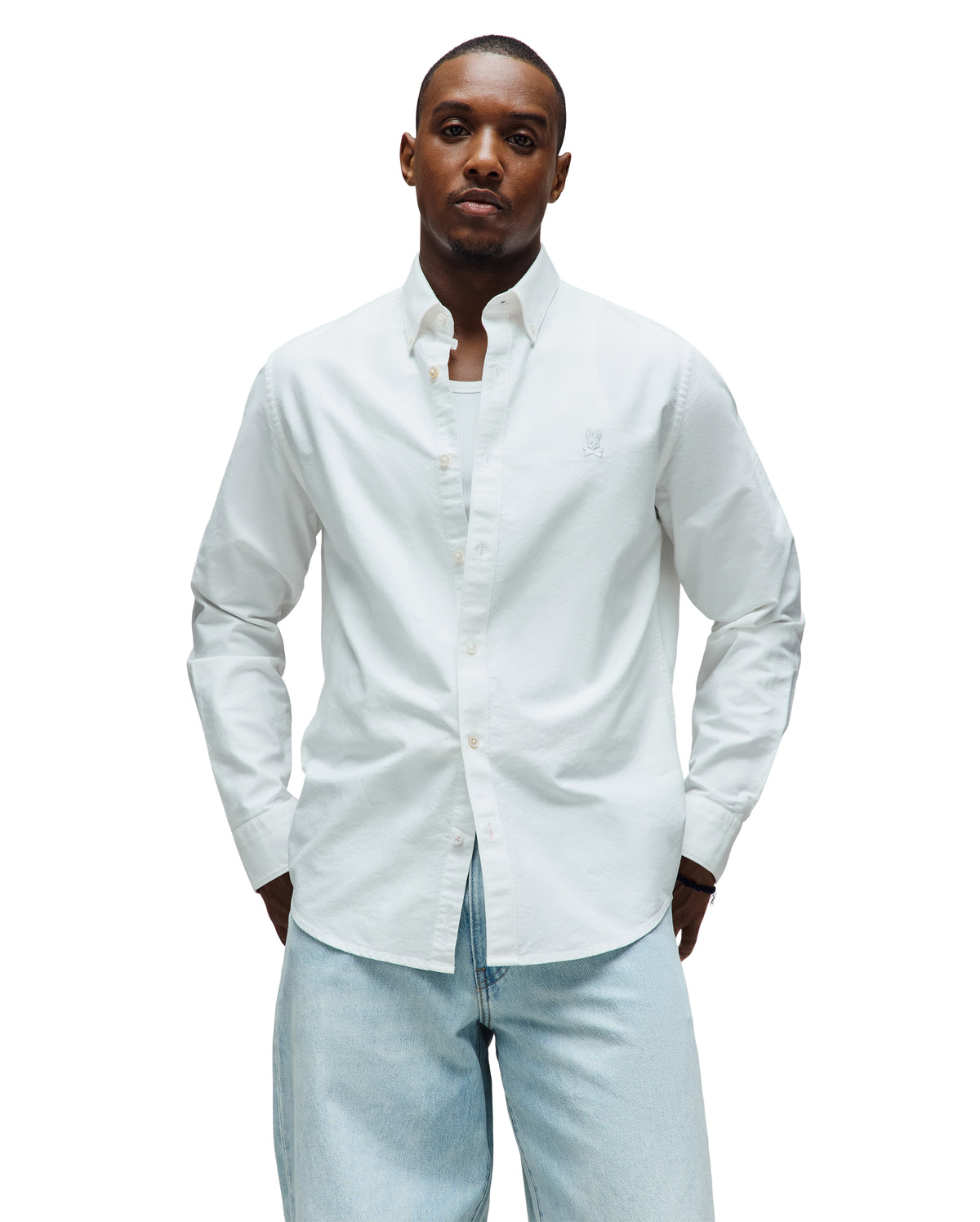 CAMISA M/L PSYCHO BUNNY PARA HOMBRE COLOR BLANCO MT0300156100