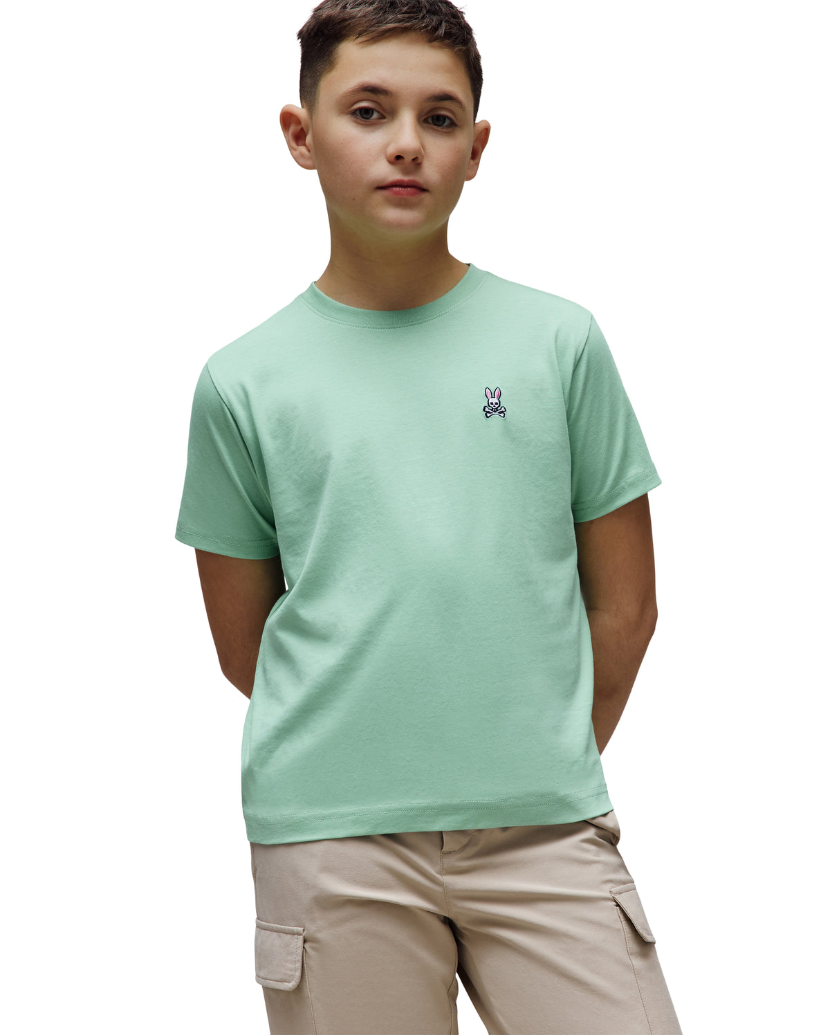 PSYCHO BUNNY CAMISETA CLÁSICA CUELLO REDONDO PARA NIÑO NIÑO VERDE B0U014F200324