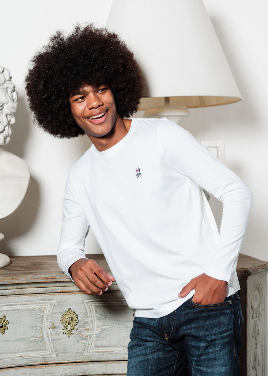 PSYCHO BUNNY CAMISETA MANGA LARGA CLÁSICA CUELLO REDONDO PARA CABALLERO HOMBRE BLANCO MT0200157100