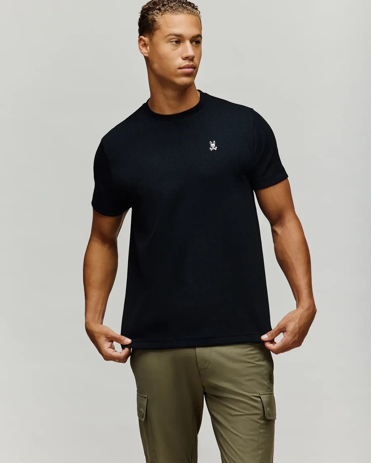 PSYCHO BUNNY CAMISETA WAFFLE MAXTON PARA CABALLERO HOMBRE NEGRO MT0200325001