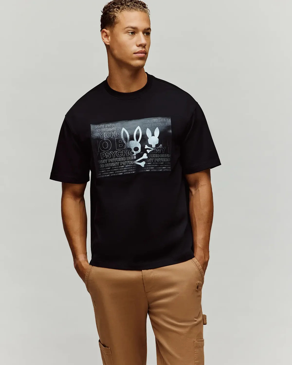 PSYCHO BUNNY CAMISETA HOLGADA ESTAMPADA JARVIS PARA CABALLERO HOMBRE NEGRO MT0200332001