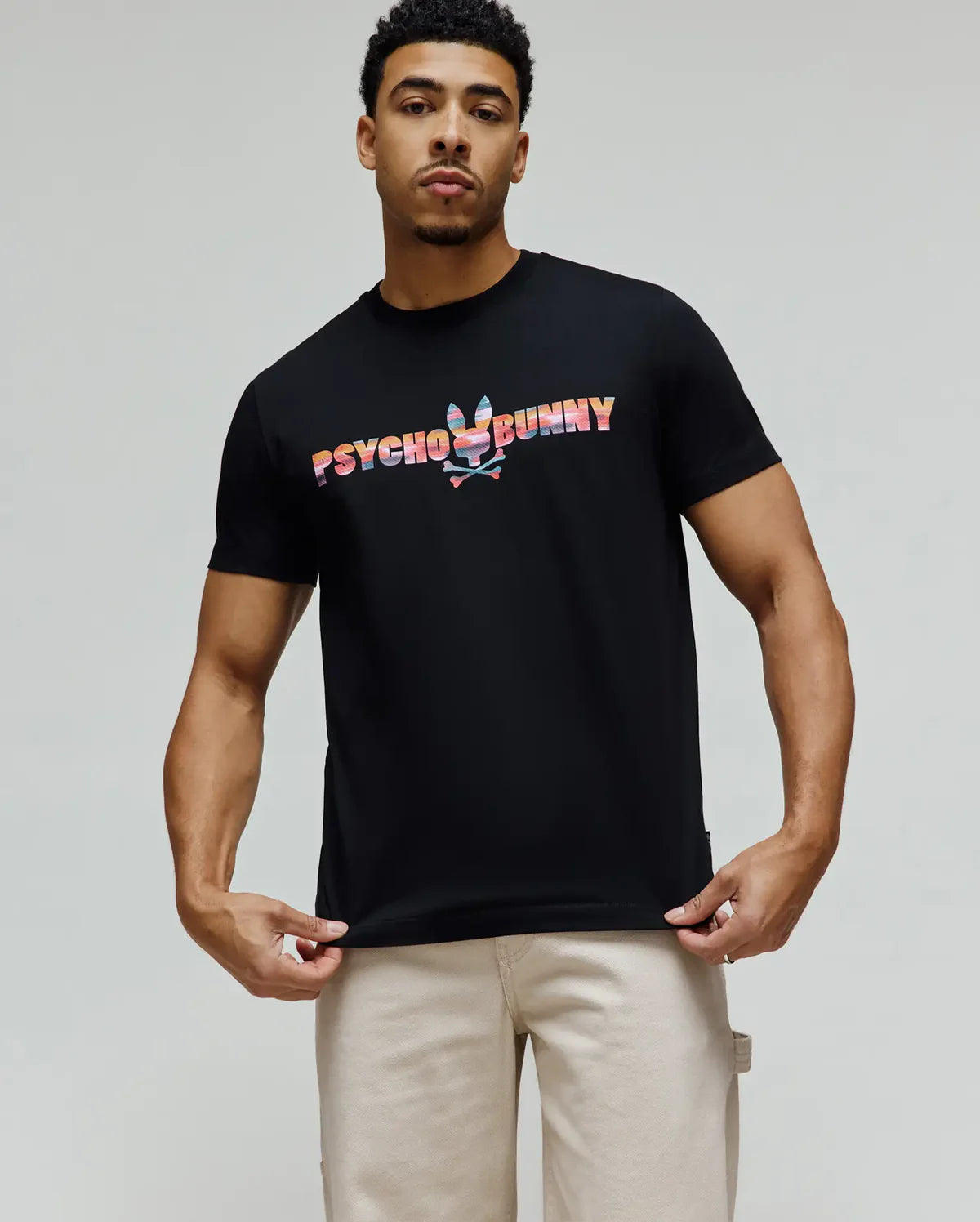 PSYCHO BUNNY CAMISETA RAPHAEL CON LOGO EN TEXTO PARA CABALLERO HOMBRE NEGRO MT0200337001