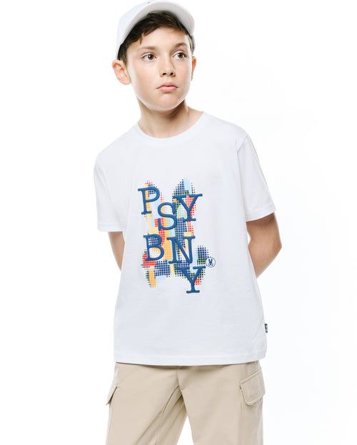 CAMISETA PSYCHO BUNNY PARA NIÑO COLOR BLANCO