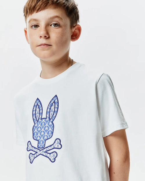 T-SHIRT PSYCHO BUNNY PARA NIÑO COLOR BLANCO KT0200182100