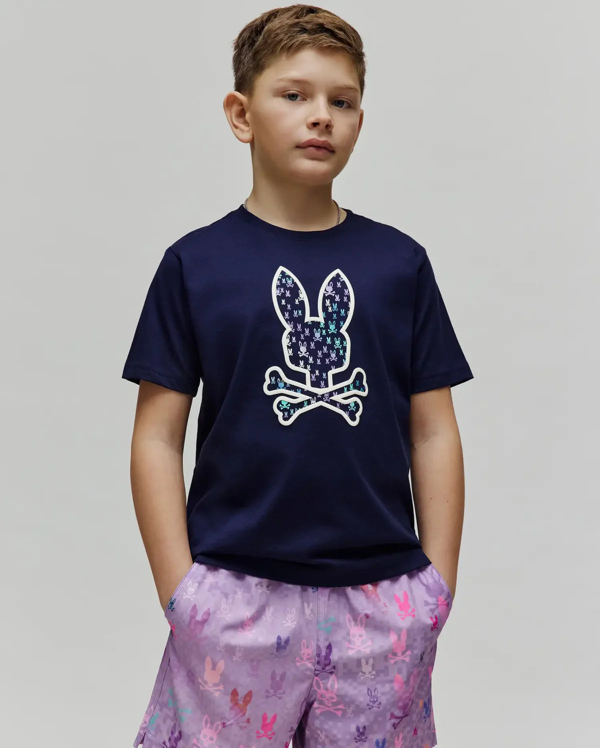PSYCHO BUNNY CAMISETA ESTAMPADA NEV BUNNY PARA NIÑO NIÑO AZUL KT0200141402