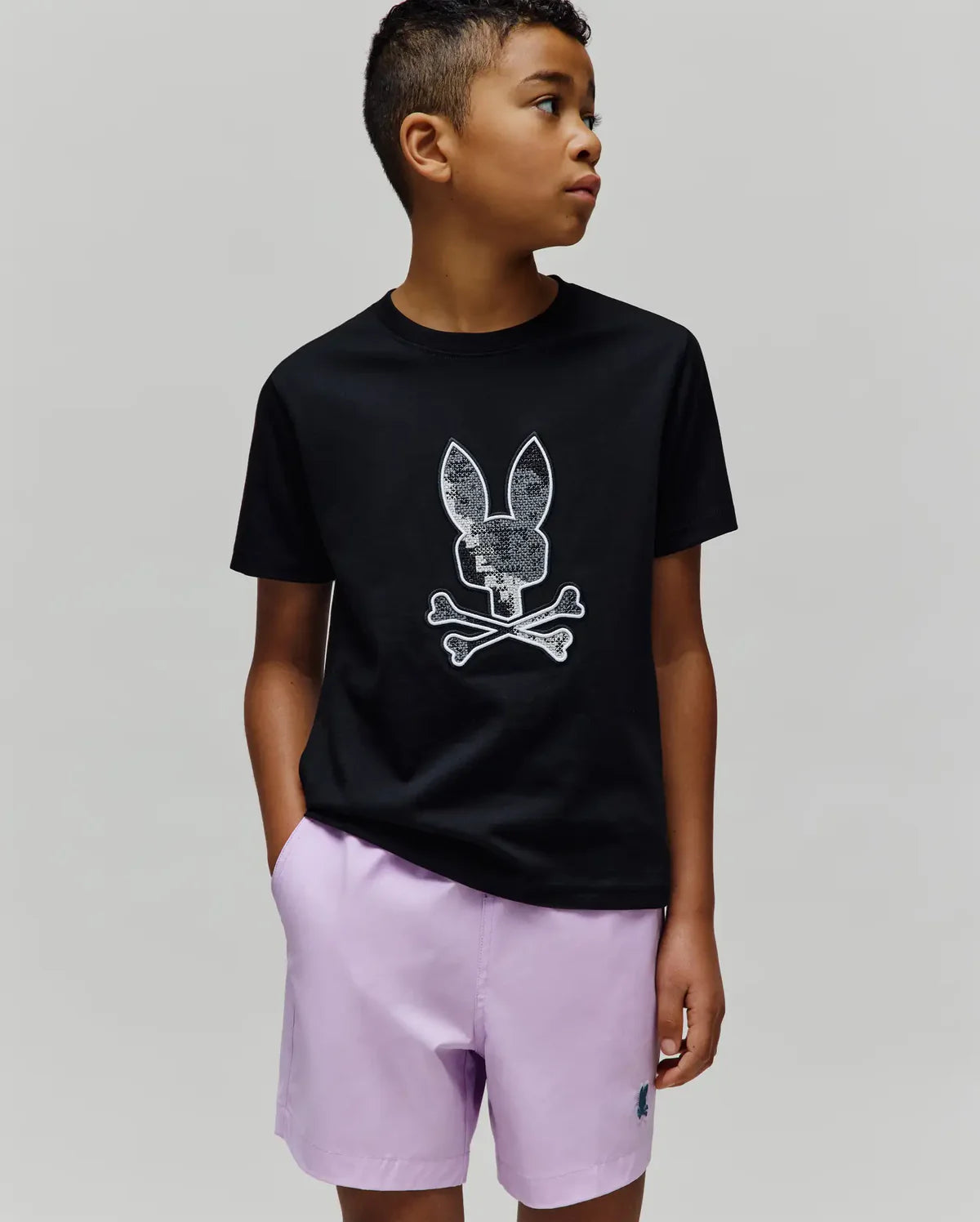 PSYCHO BUNNY CAMISETA ESTAMPADA BORDADA OLIVIER PARA NIÑO NIÑO NEGRO KT0200164001