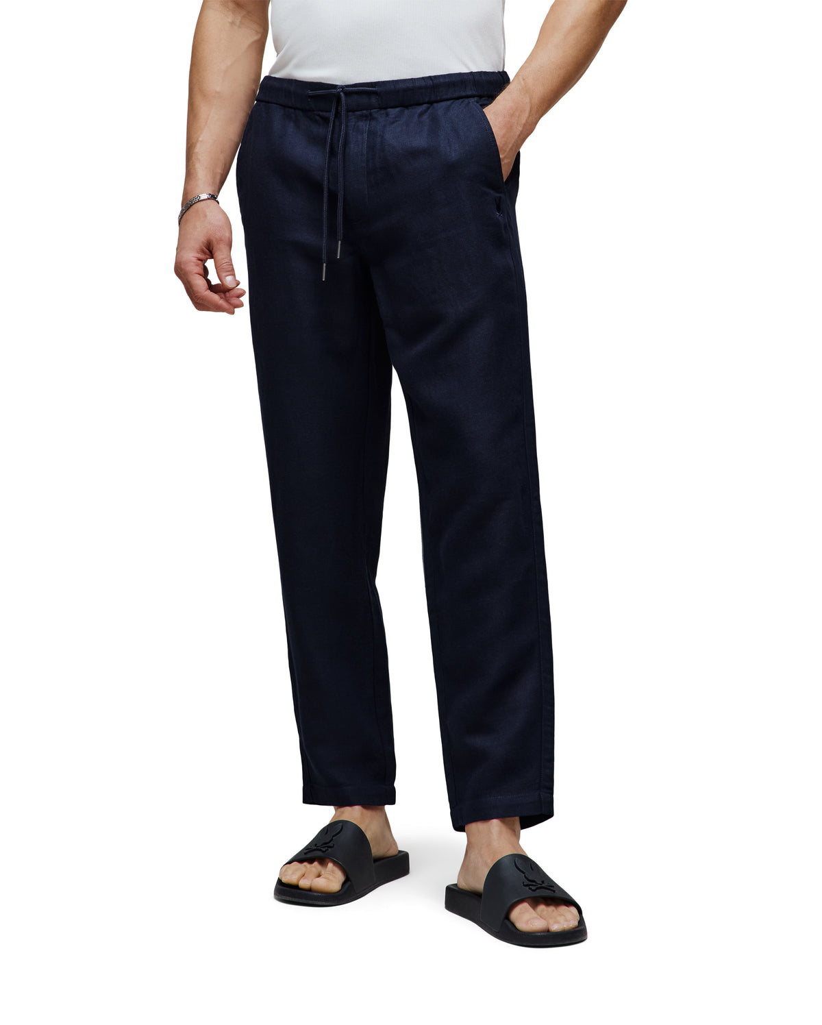 PSYCHO BUNNY PANTALÓN DE MEZCLA DE LINO CON CORDÓN FATE PARA CABALLERO HOMBRE AZUL B6P471C200423