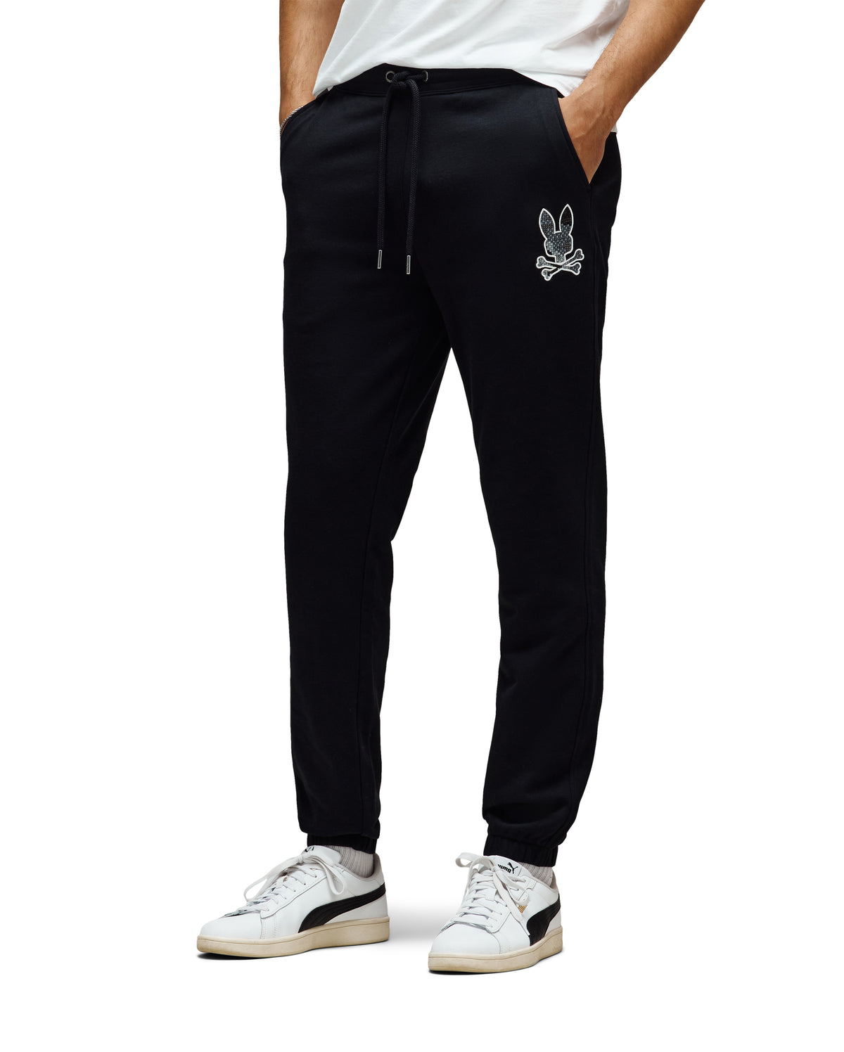 PSYCHO BUNNY PANTALÓN DEPORTIVO CON LOGO BORDADO PIXELADO OLIVIER PARA CABALLERO HOMBRE NEGRO MB0800048001