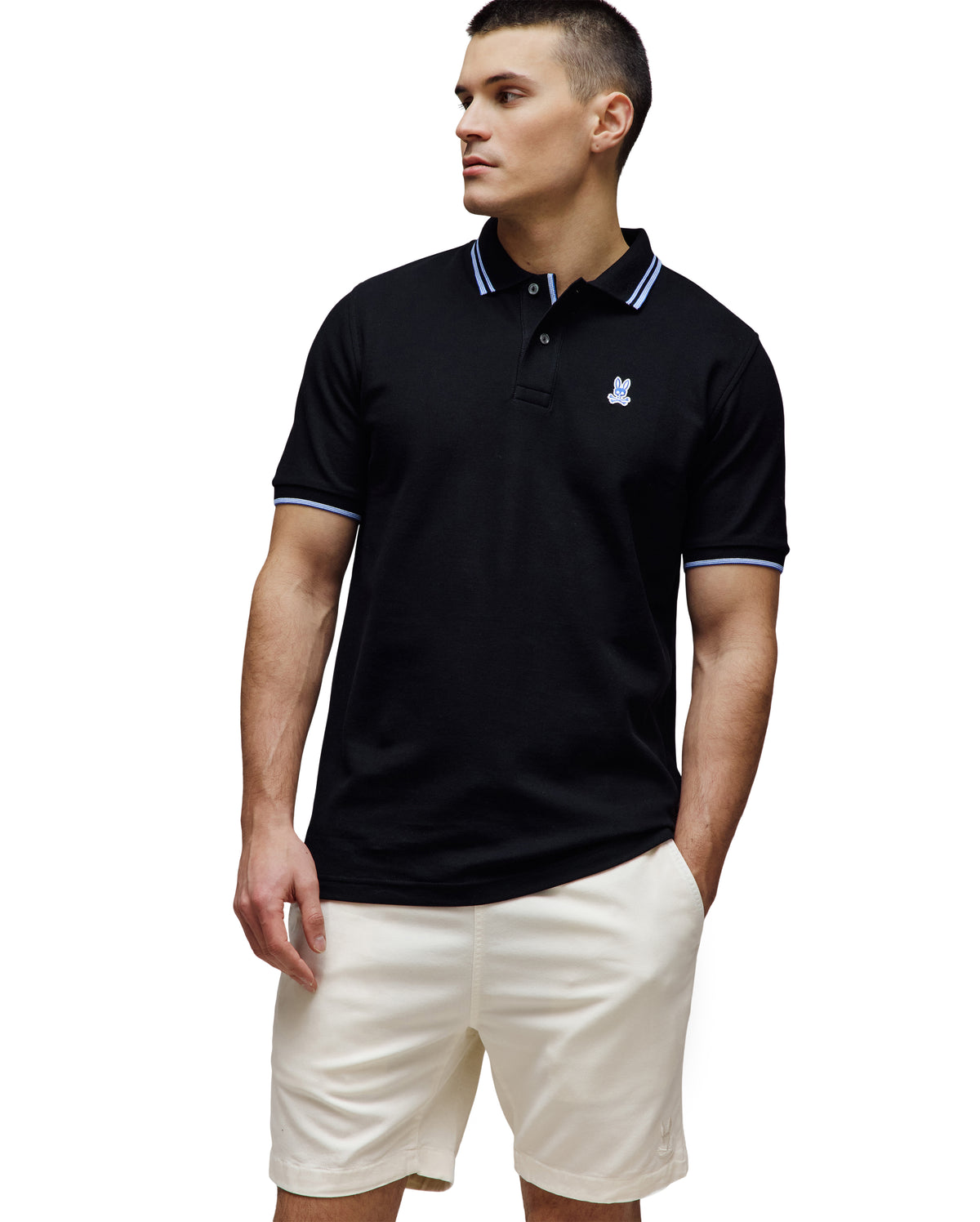 POLO M/C PSYCHO BUNNY PARA HOMBRE COLOR NEGRO MT0100178001