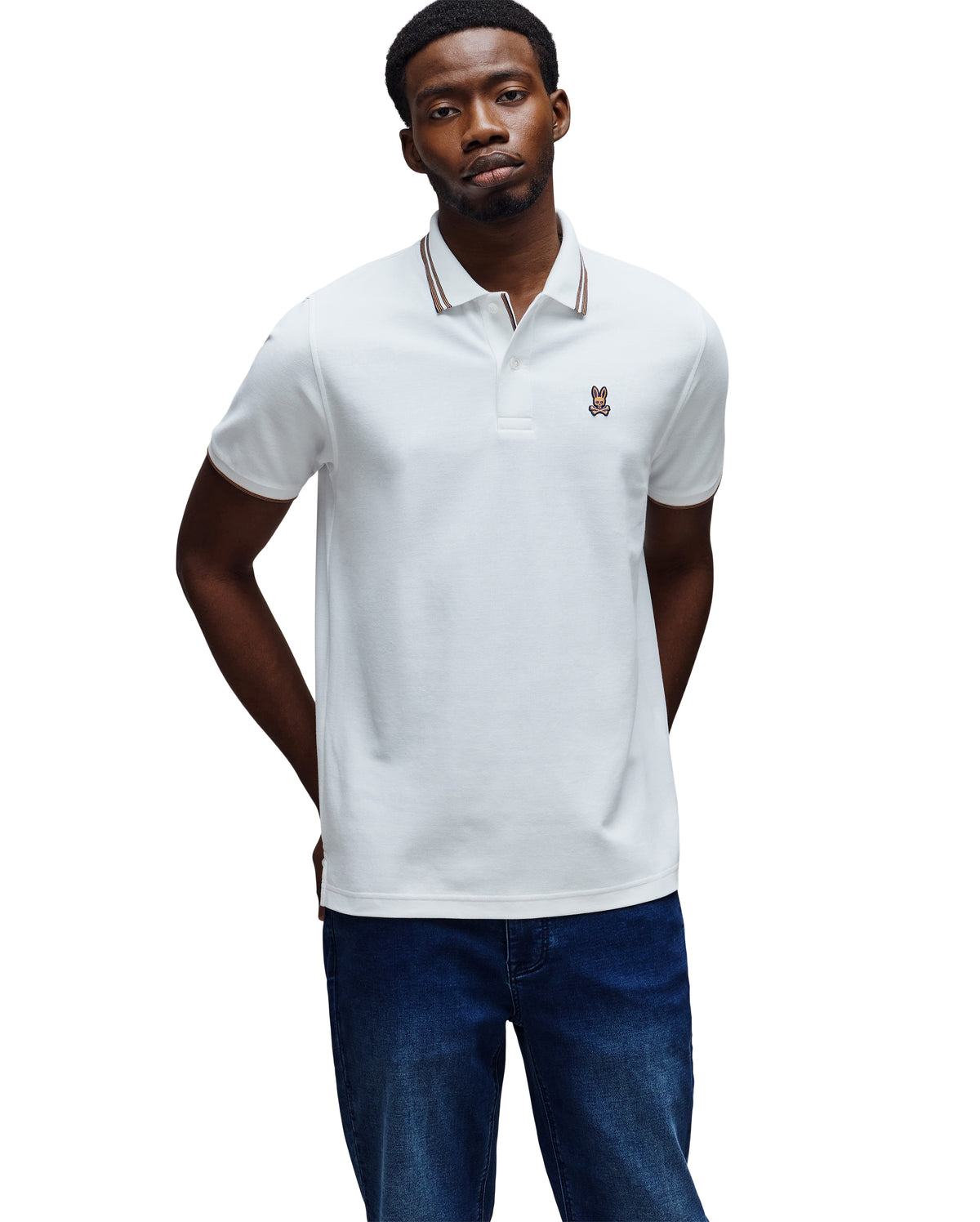 POLO M/C PSYCHO BUNNY PARA HOMBRE COLOR BLANCO MT0100178100