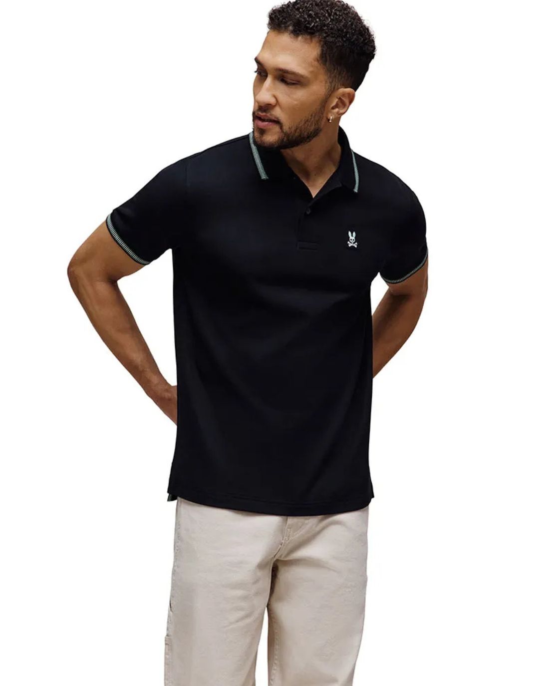 POLO M/C PSYCHO BUNNY PARA HOMBRE COLOR NEGRO MT0100121001