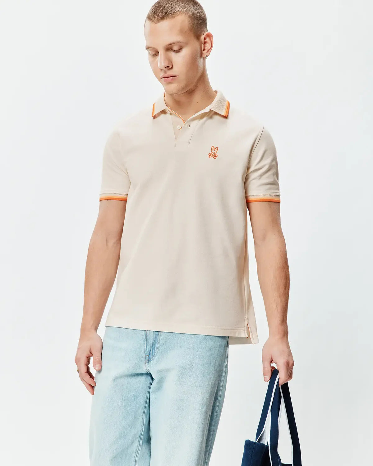 POLO M/C PSYCHO BUNNY PARA HOMBRE COLOR BEIGE MT0100184254