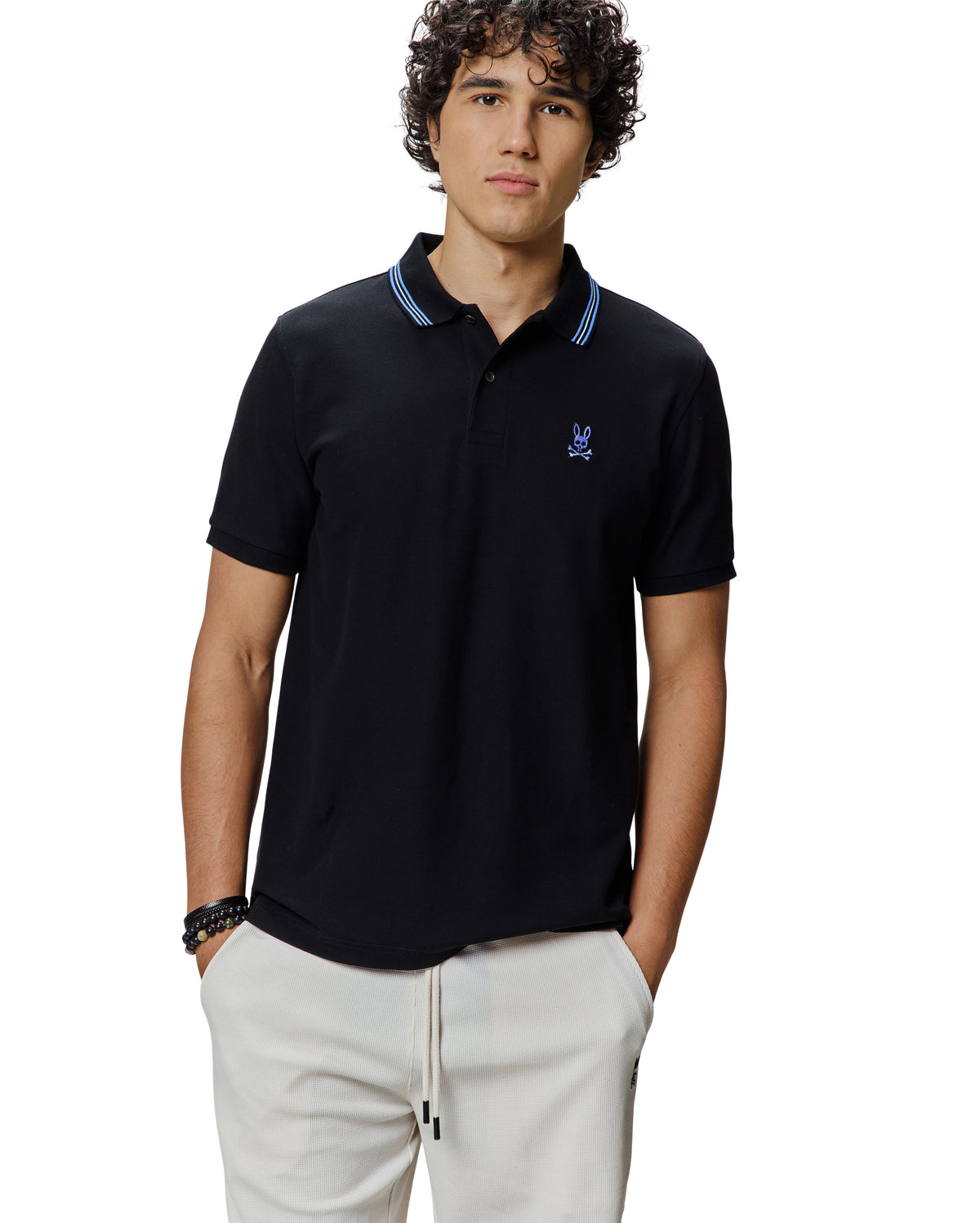 POLO M/C PSYCHO BUNNY PARA HOMBRE COLOR NEGRO MT0100172001