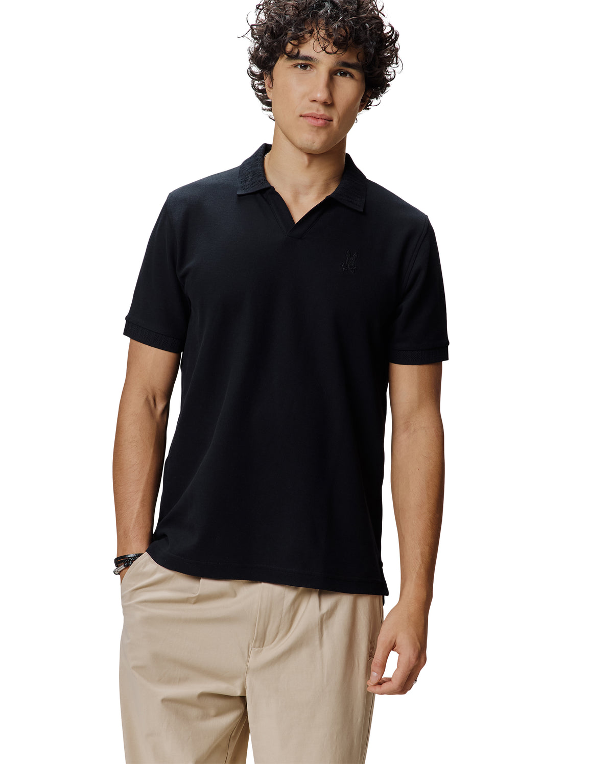 POLO M/C PSYCHO BUNNY PARA HOMBRE COLOR NEGRO MT0100180001