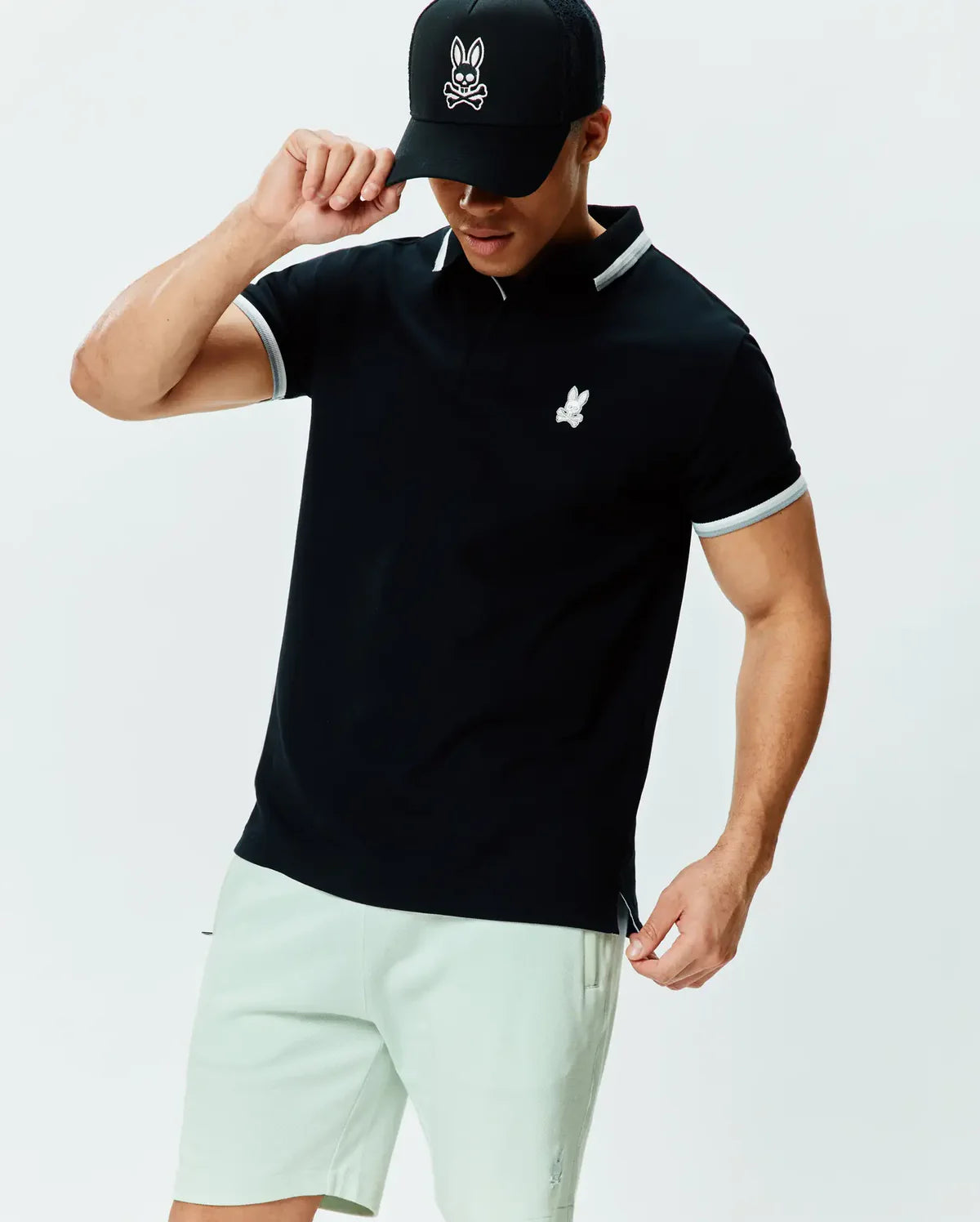 POLO M/C PSYCHO BUNNY PARA HOMBRE COLOR NEGRO MT0100184001