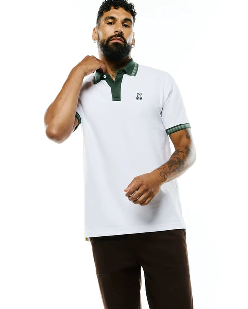 CAMISETA TIPO POLO PSYCHO BUNNY PARA CABALLERO COLOR BLANCO
