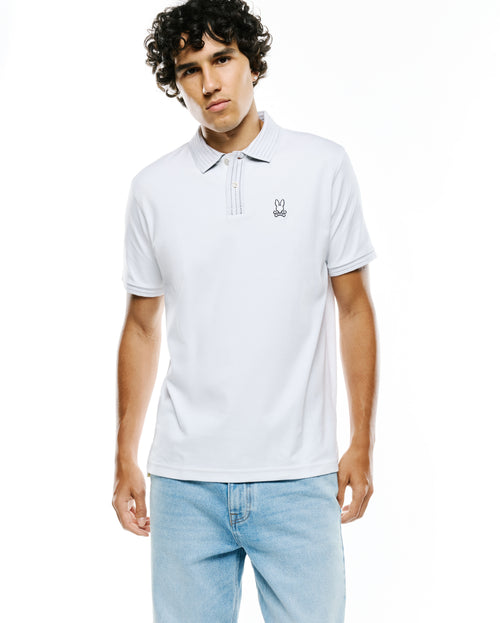 CAMISETA TIPO POLO PSYCHO BUNNY PARA CABALLERO COLOR BLANCO