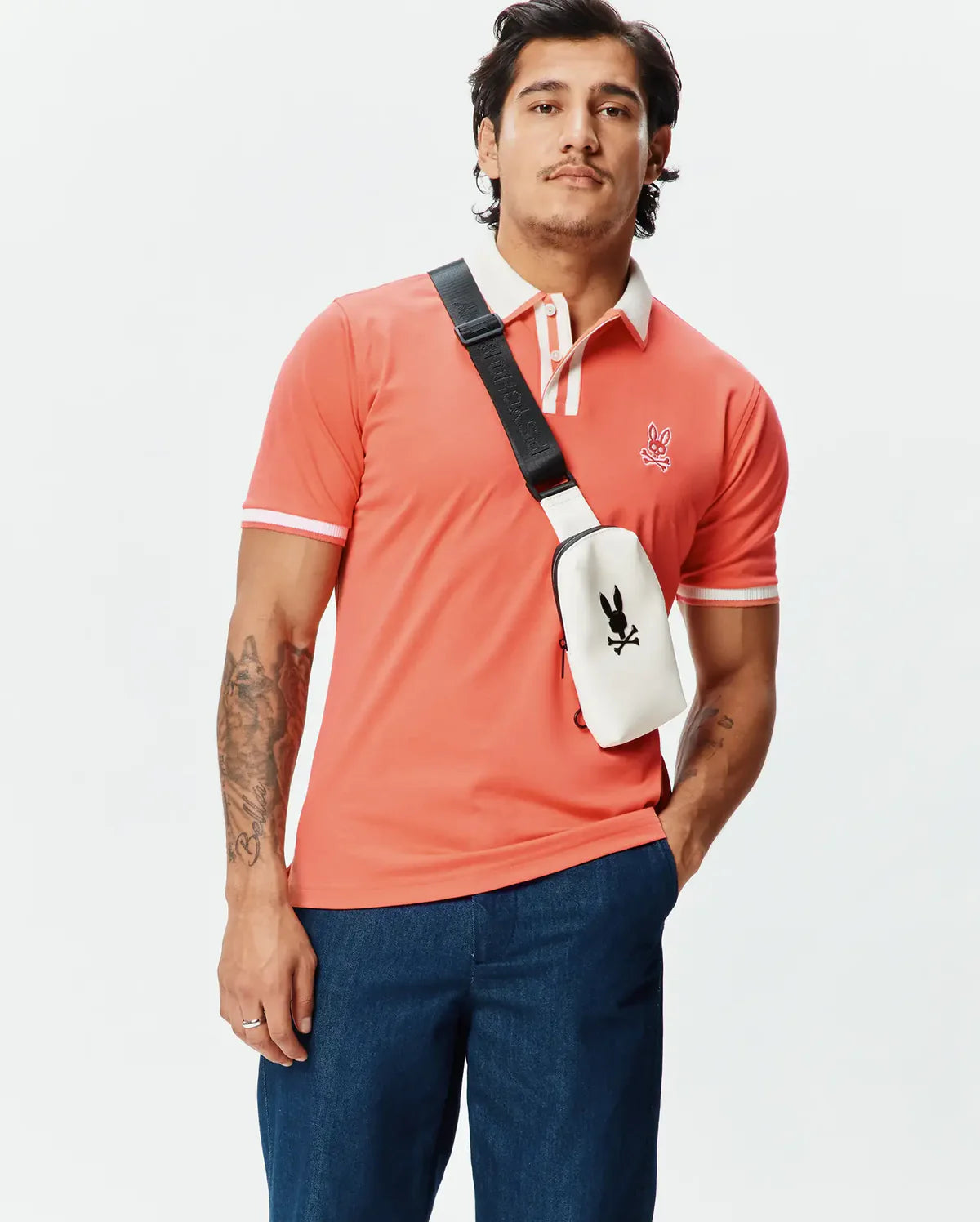 POLO M/C PSYCHO BUNNY PARA HOMBRE COLOR NARANJA MT0100192660