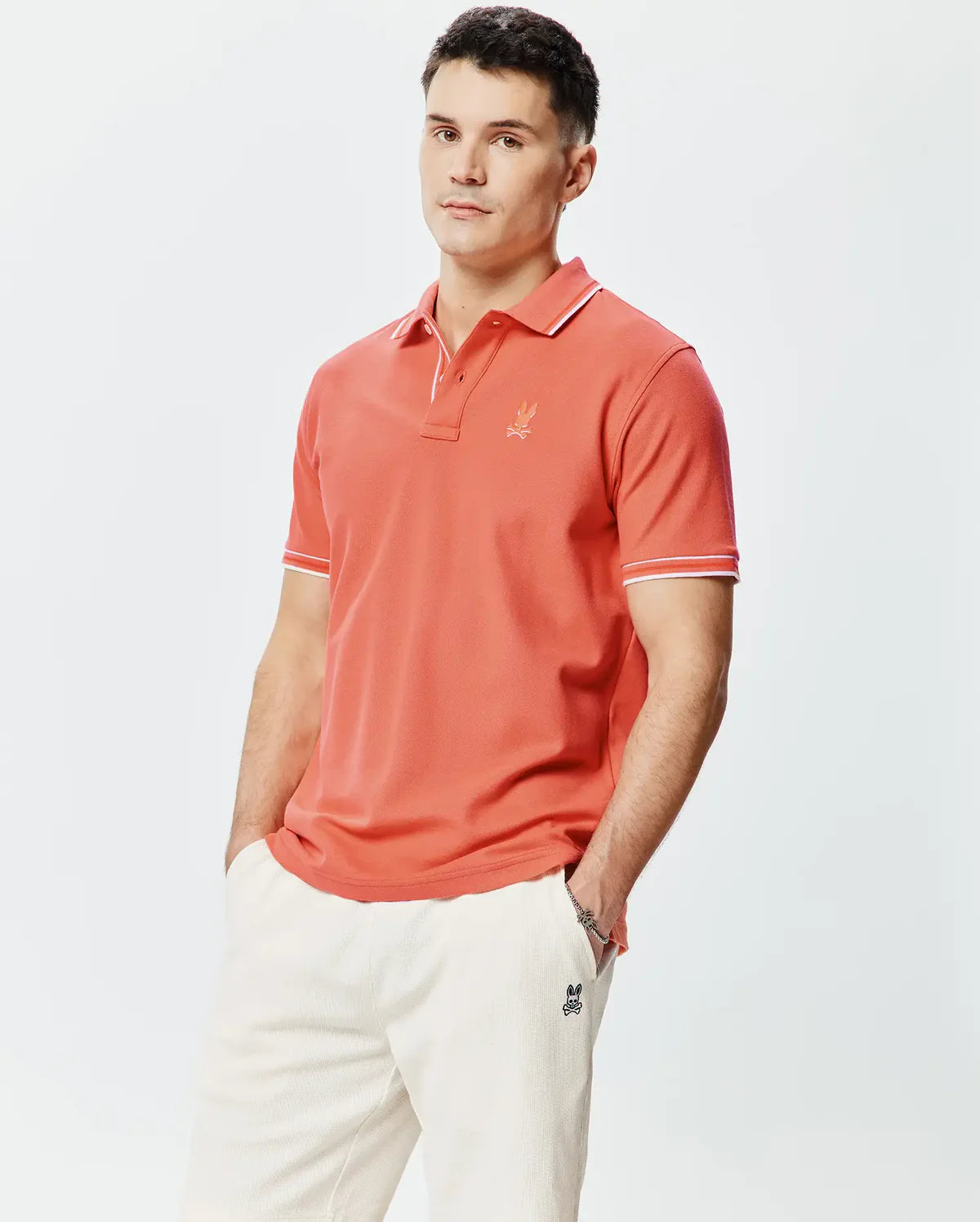 POLO M/C PSYCHO BUNNY PARA HOMBRE COLOR NARANJA MT0100193660