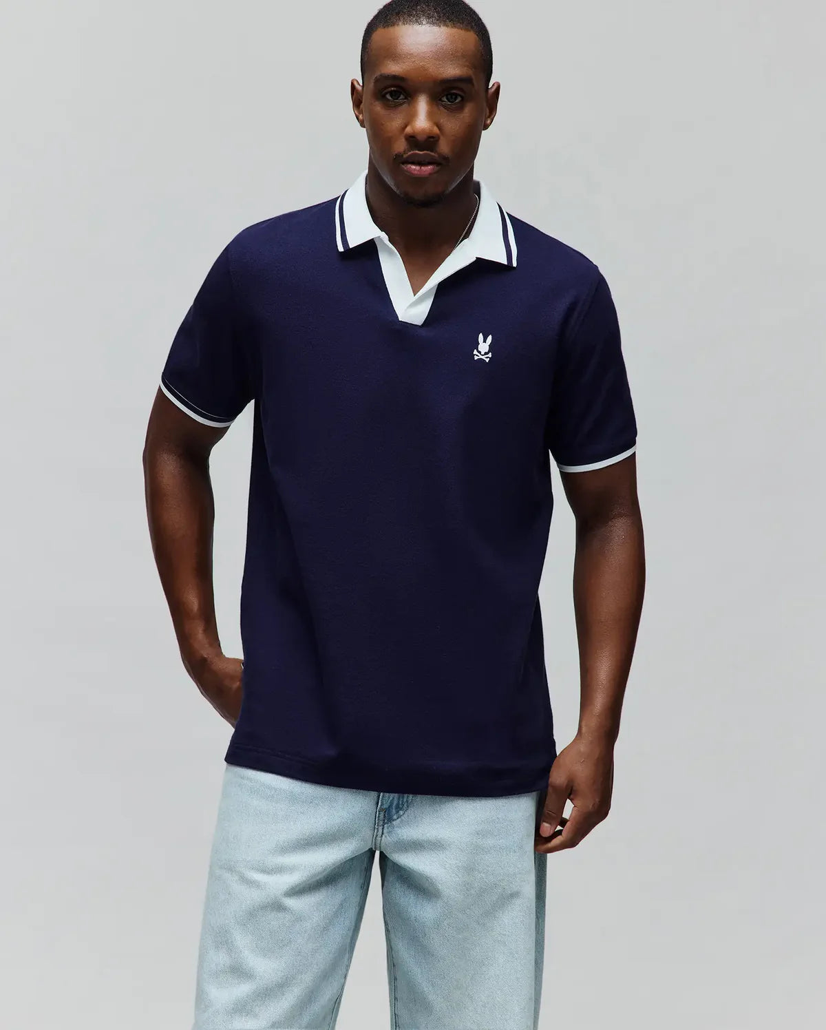 POLO M/C PSYCHO BUNNY PARA HOMBRE COLOR AZUL MT0100135402