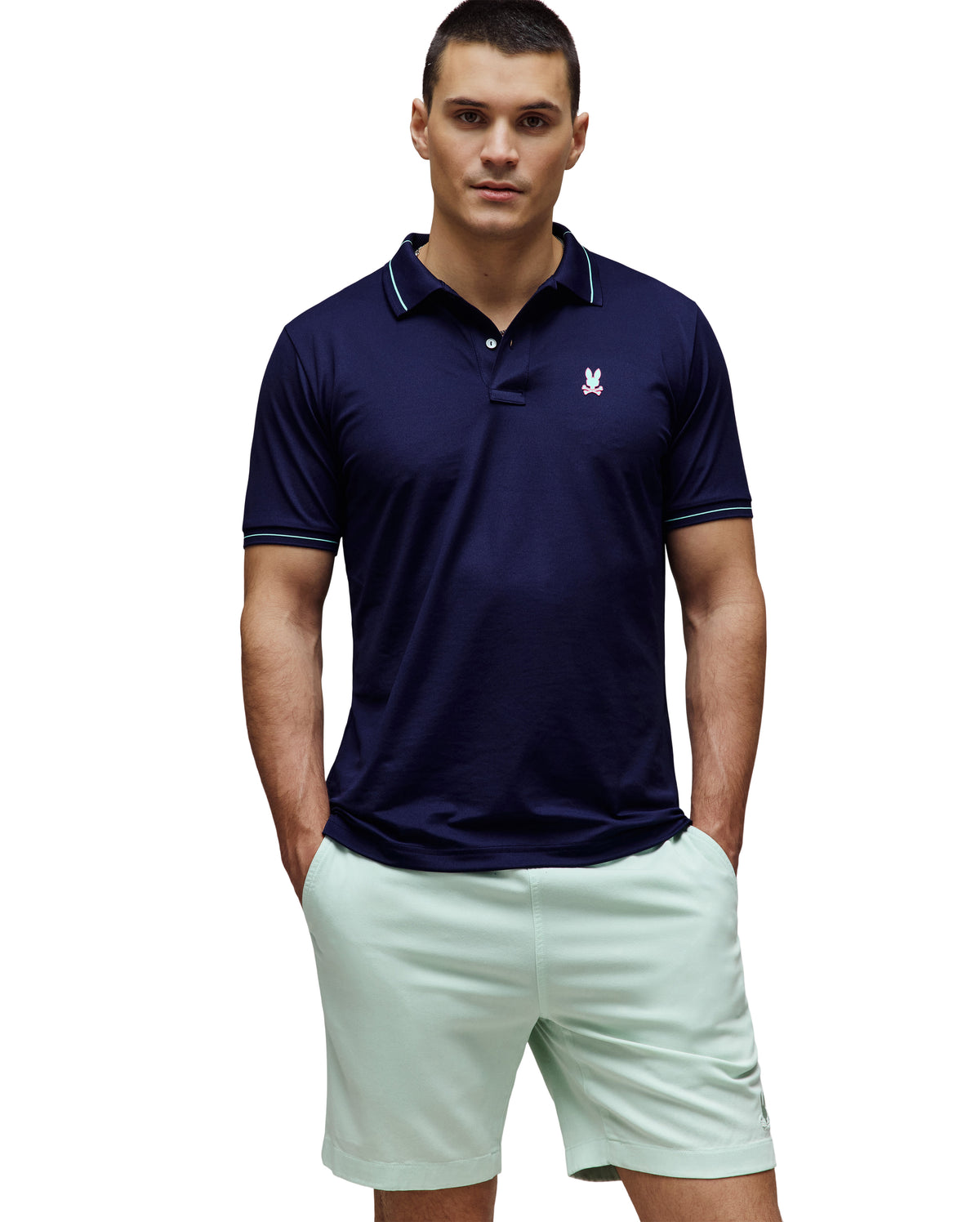 POLO M/C PSYCHO BUNNY PARA HOMBRE COLOR AZUL MT0100183402