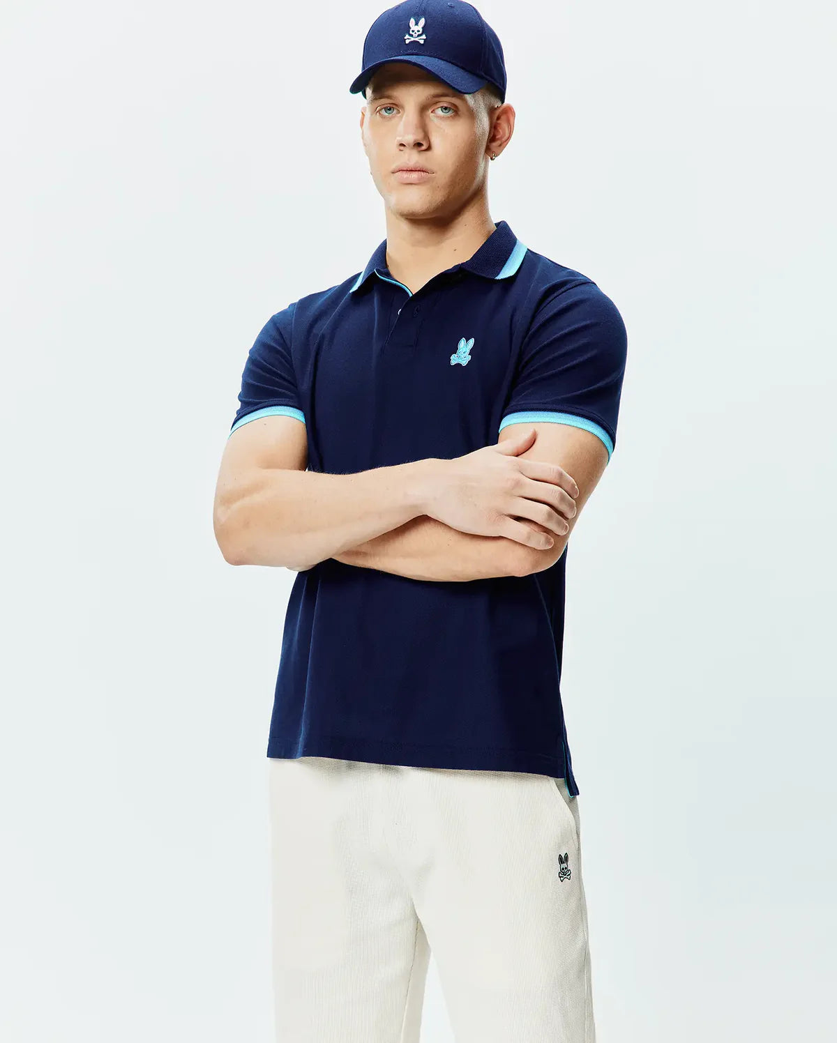 POLO M/C PSYCHO BUNNY PARA HOMBRE COLOR AZUL MT0100184402