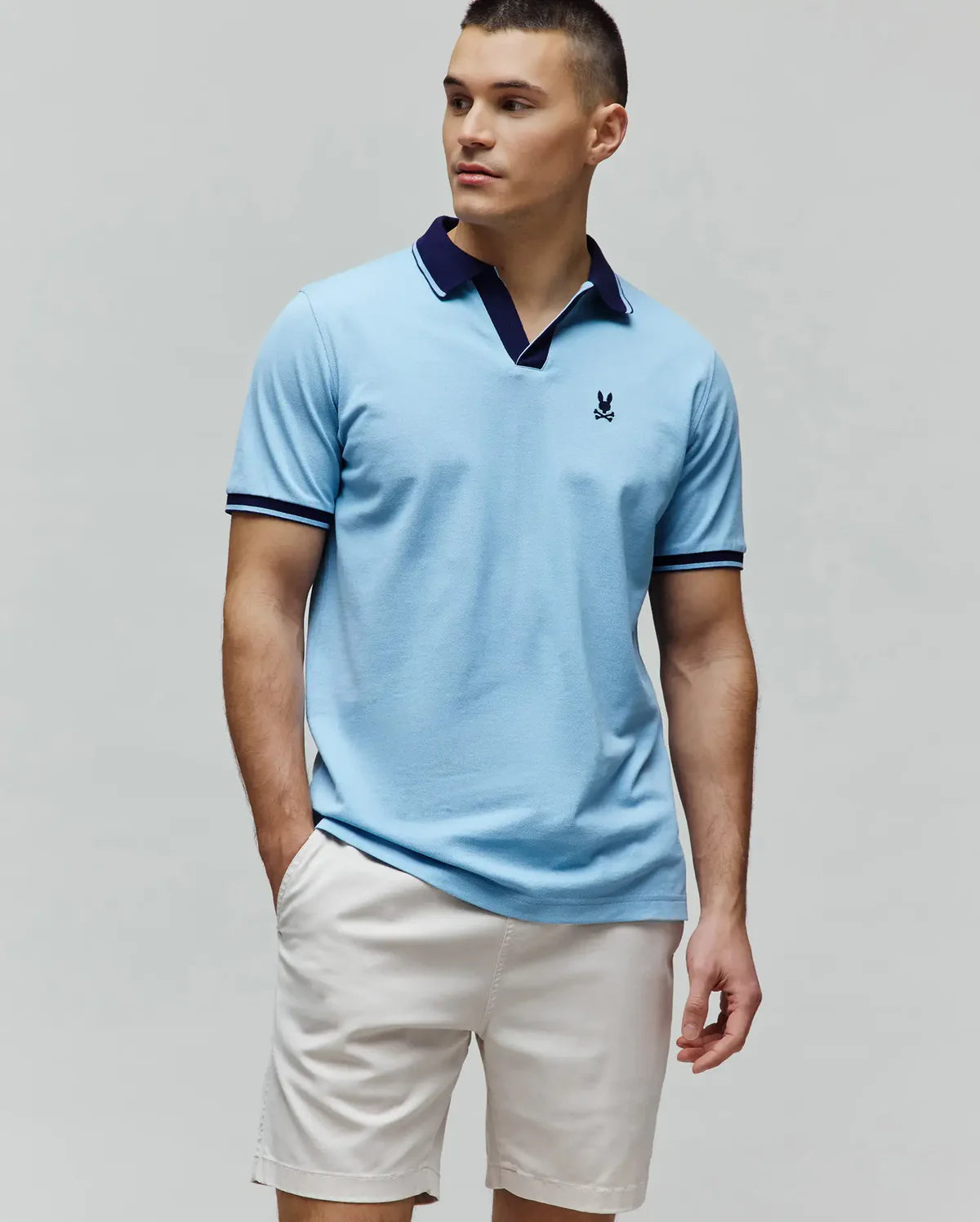 POLO M/C PSYCHO BUNNY PARA HOMBRE COLOR AZUL MT0100135407