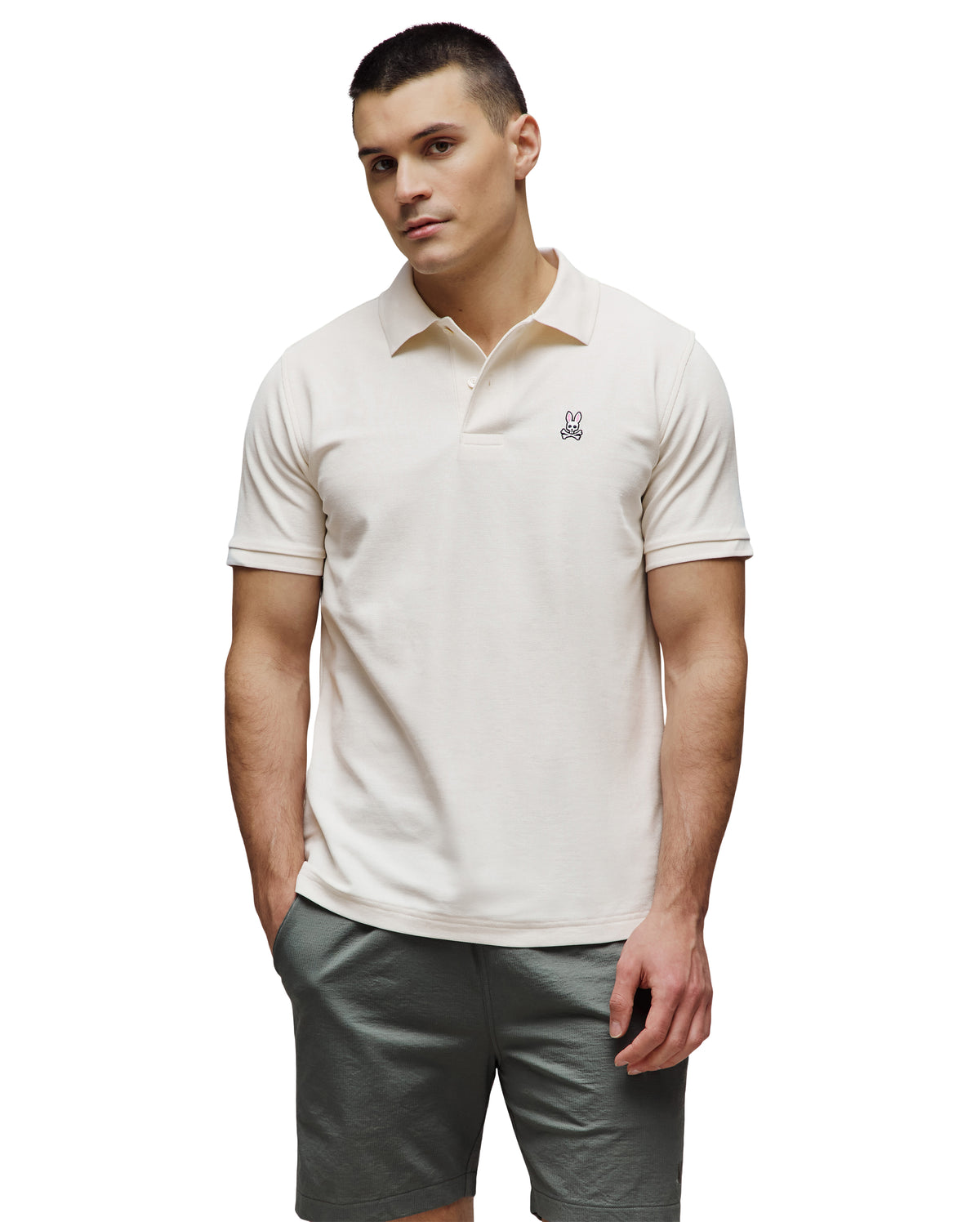 POLO M/C PSYCHO BUNNY PARA HOMBRE COLOR BLANCO B6K001F200250