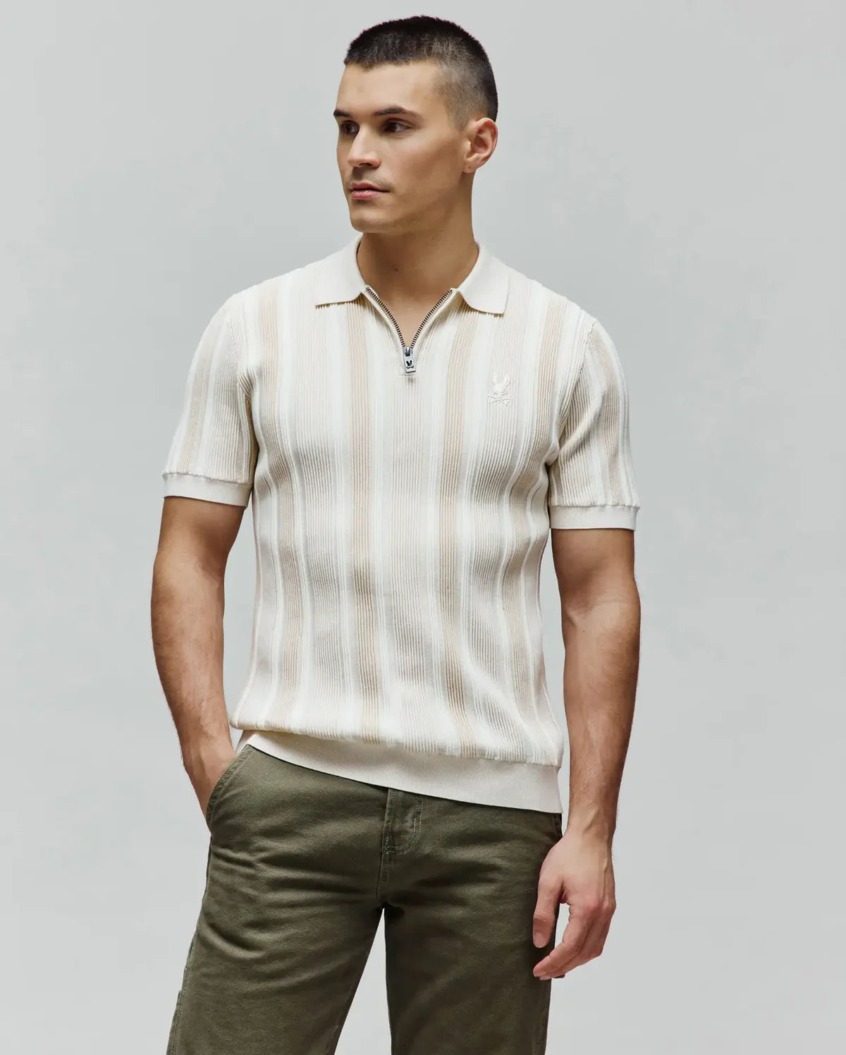 POLO M/C PSYCHO BUNNY PARA HOMBRE COLOR BLANCO MT0100210250