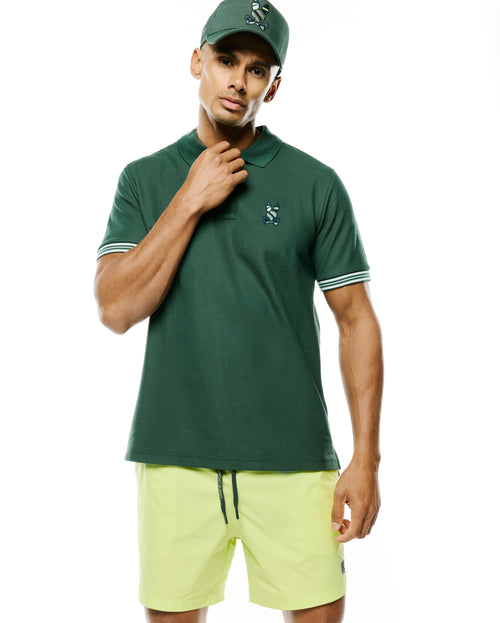 CAMISETA TIPO POLO PSYCHO BUNNY PARA CABALLERO COLOR VERDE