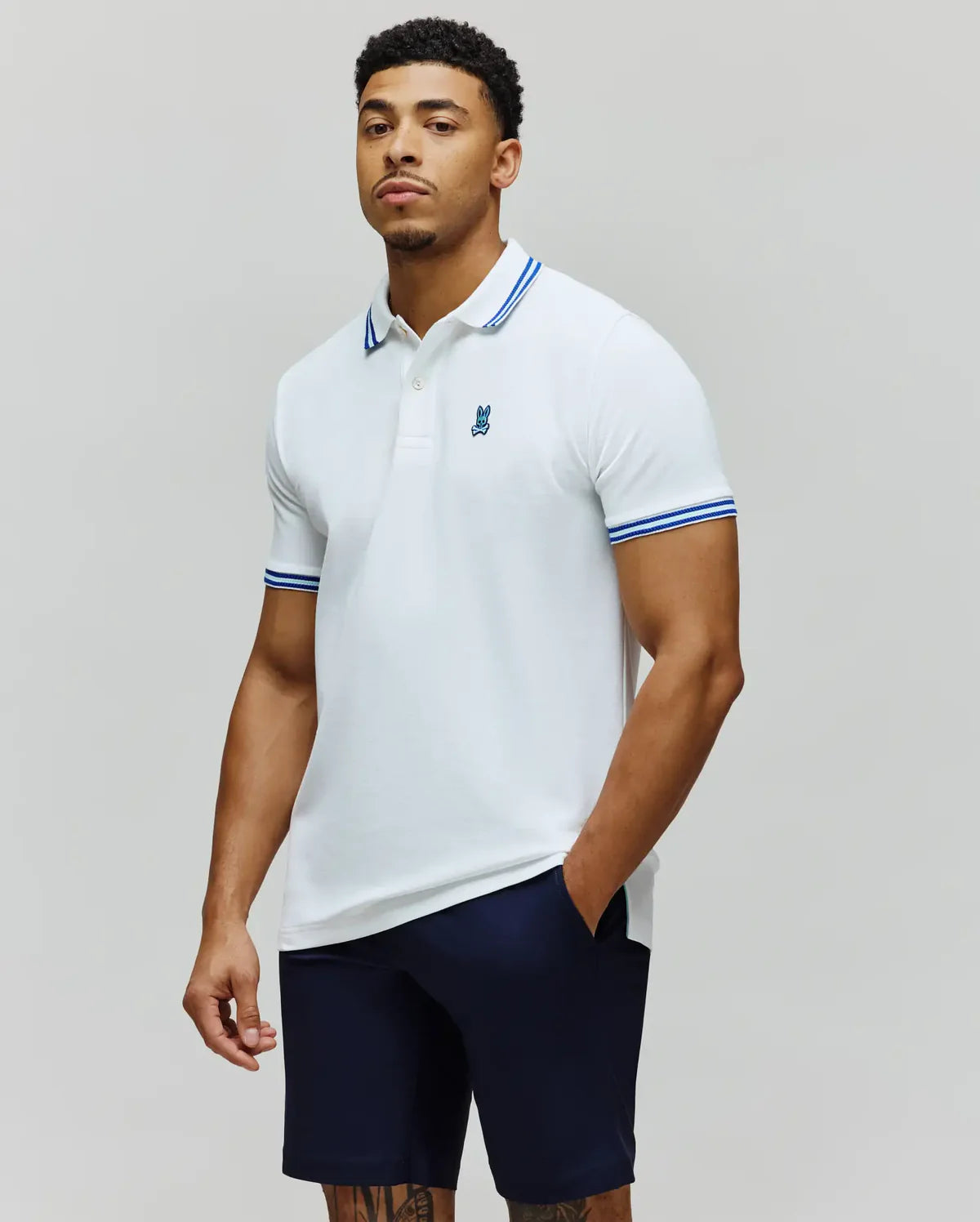 POLO M/C PSYCHO BUNNY PARA HOMBRE COLOR BLANCO MT0100127100